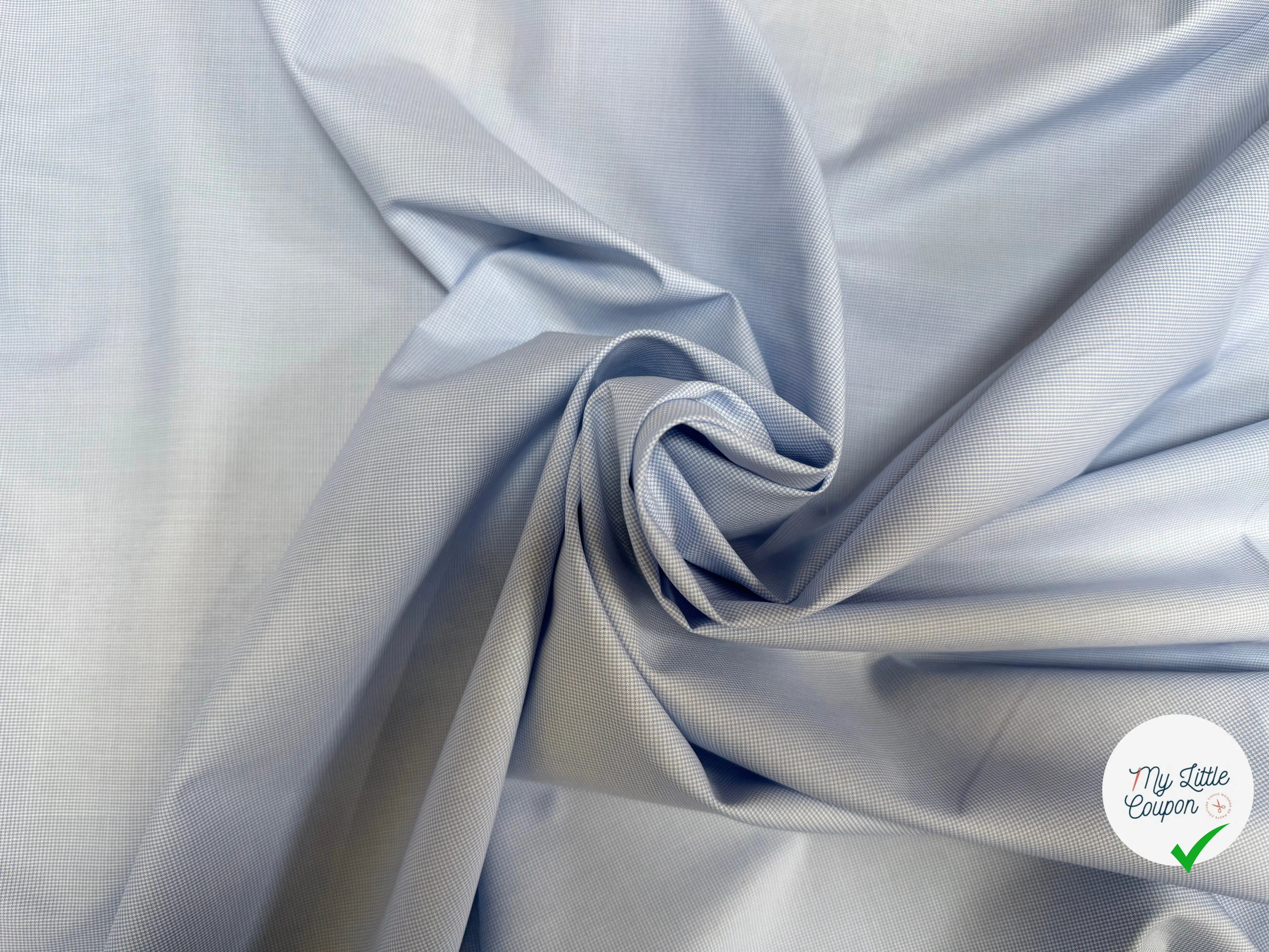 POPELINE DE COTON 100% COTON MOTIFS MINI PIED DE POULE BLEU ET BLANC - My Little Coupon