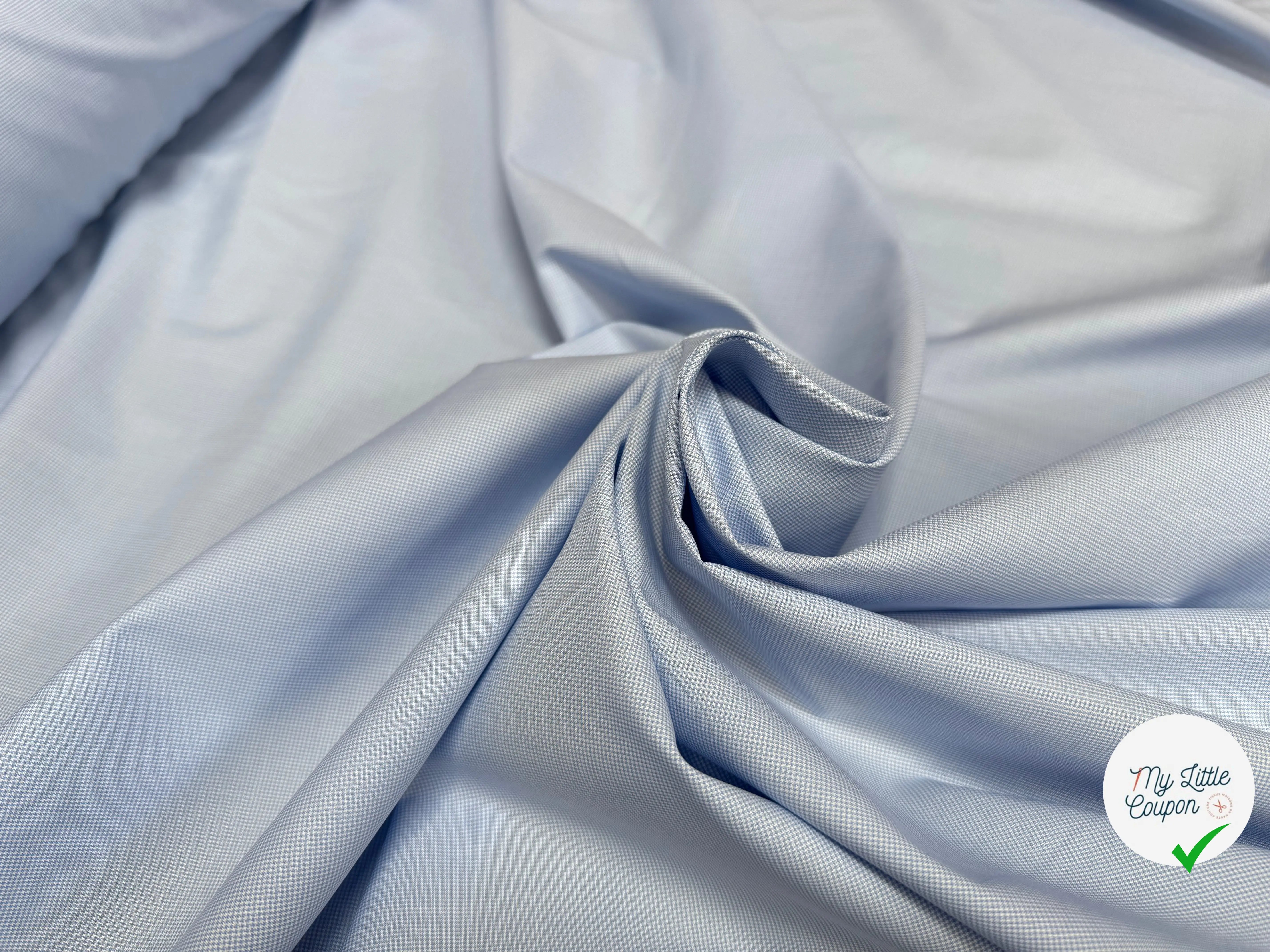 POPELINE DE COTON 100% COTON MOTIFS MINI PIED DE POULE BLEU ET BLANC - My Little Coupon