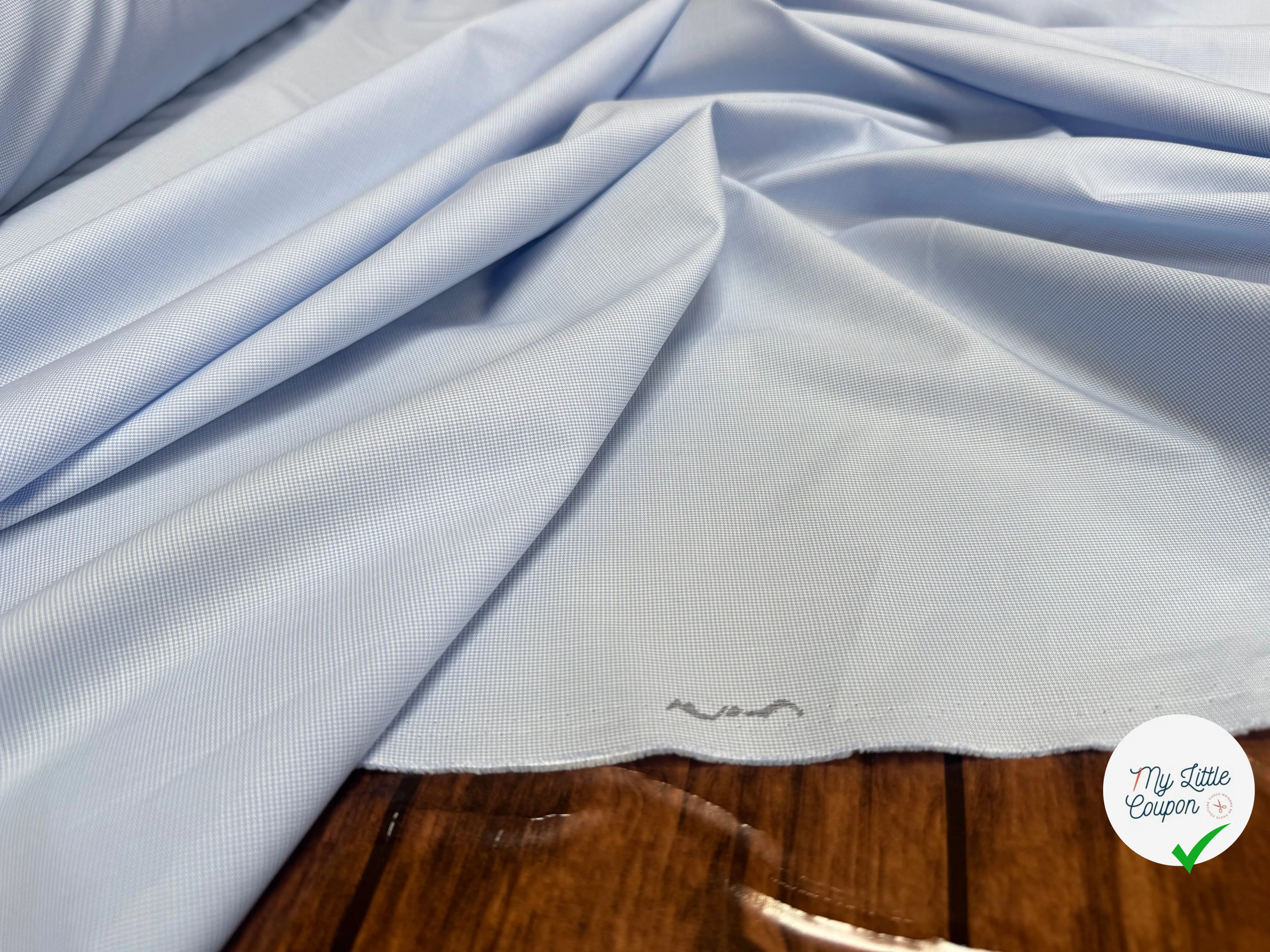 POPELINE DE COTON 100% COTON MOTIFS MINI PIED DE POULE BLEU ET BLANC - My Little Coupon