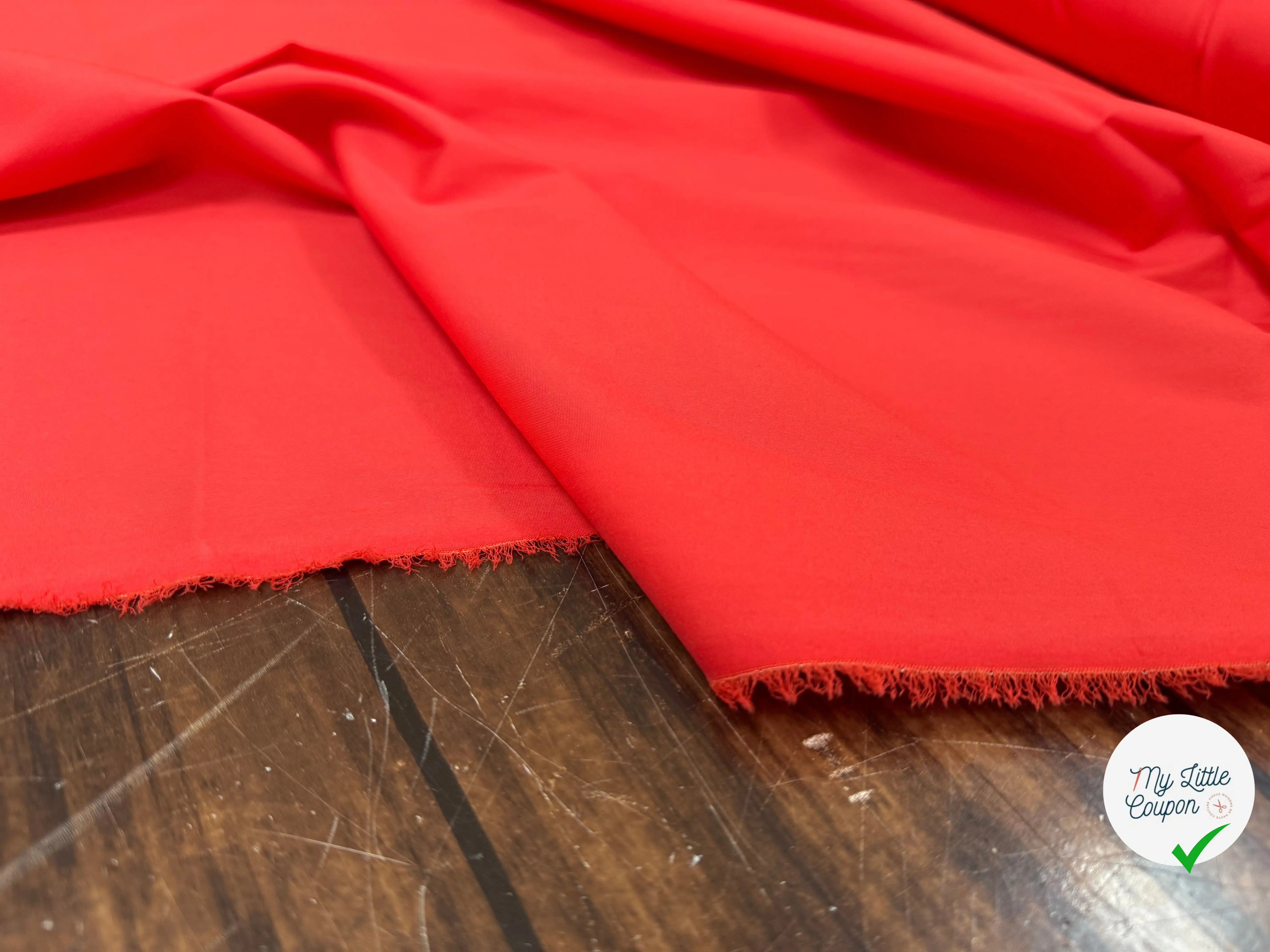 POPELINE DE COTON 100% COTON UNIE ROUGE - My Little Coupon