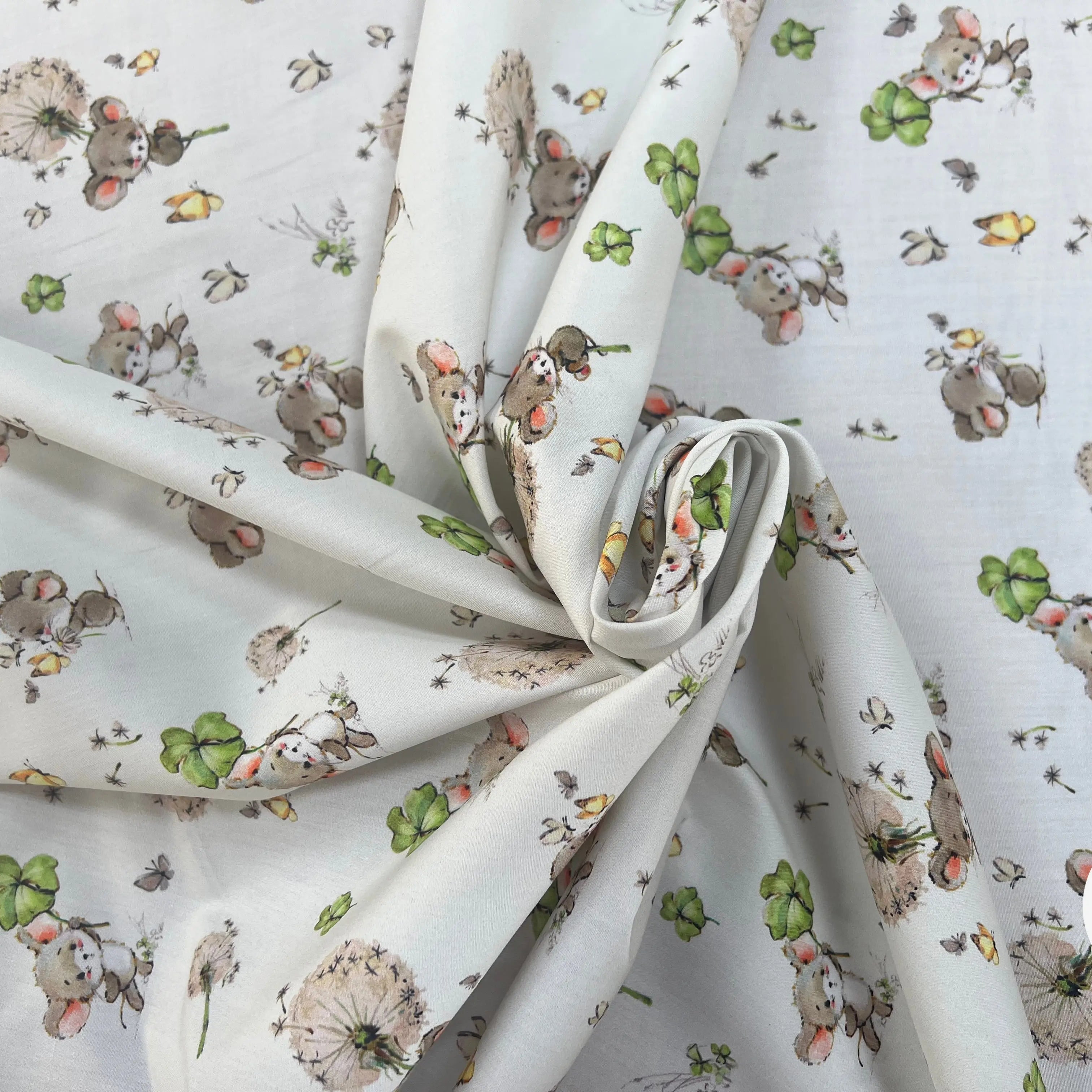 POPELINE DE COTON 120 FILS ENFANT PETITE SOURIS BLANC - My Little Coupon