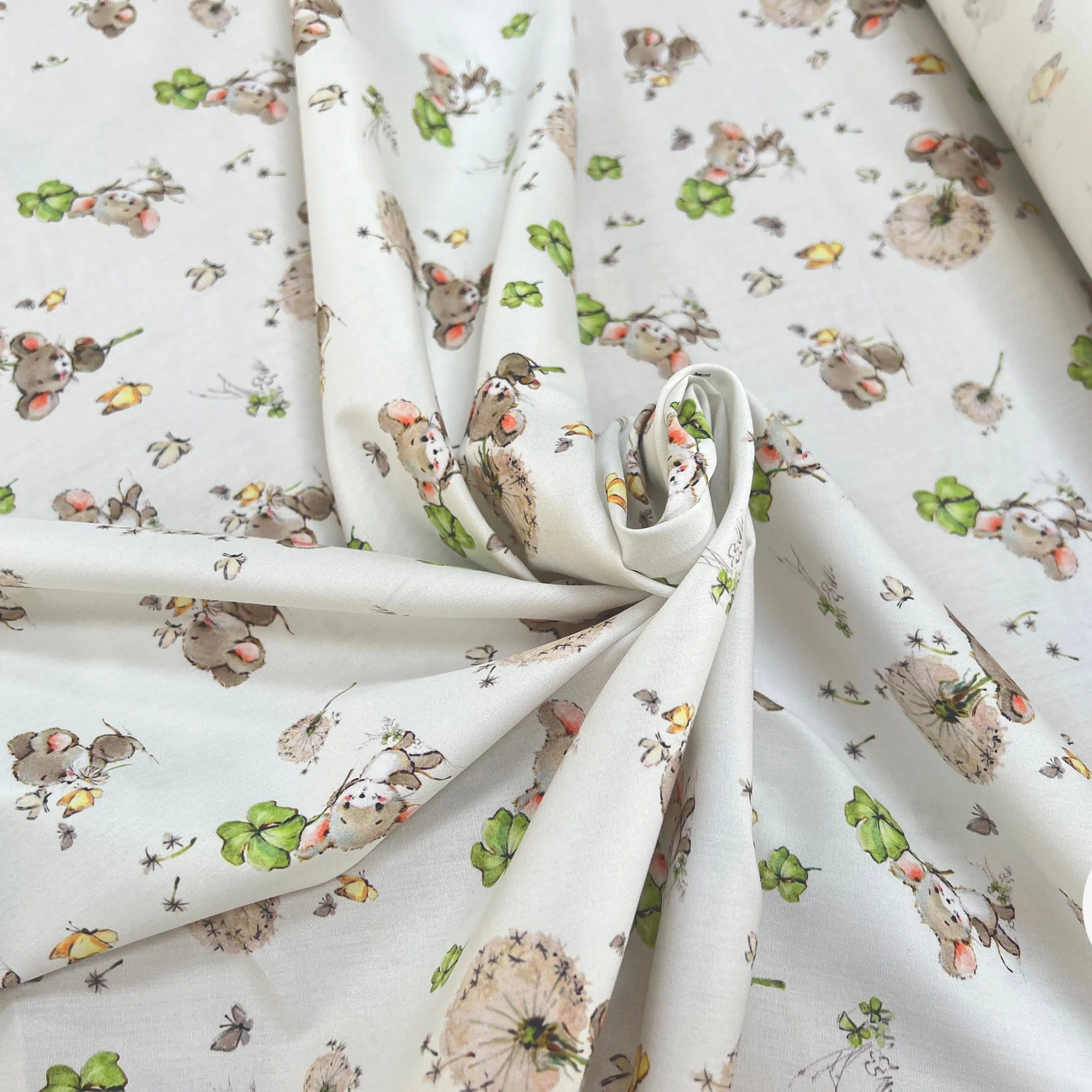 POPELINE DE COTON 120 FILS ENFANT PETITE SOURIS BLANC - My Little Coupon