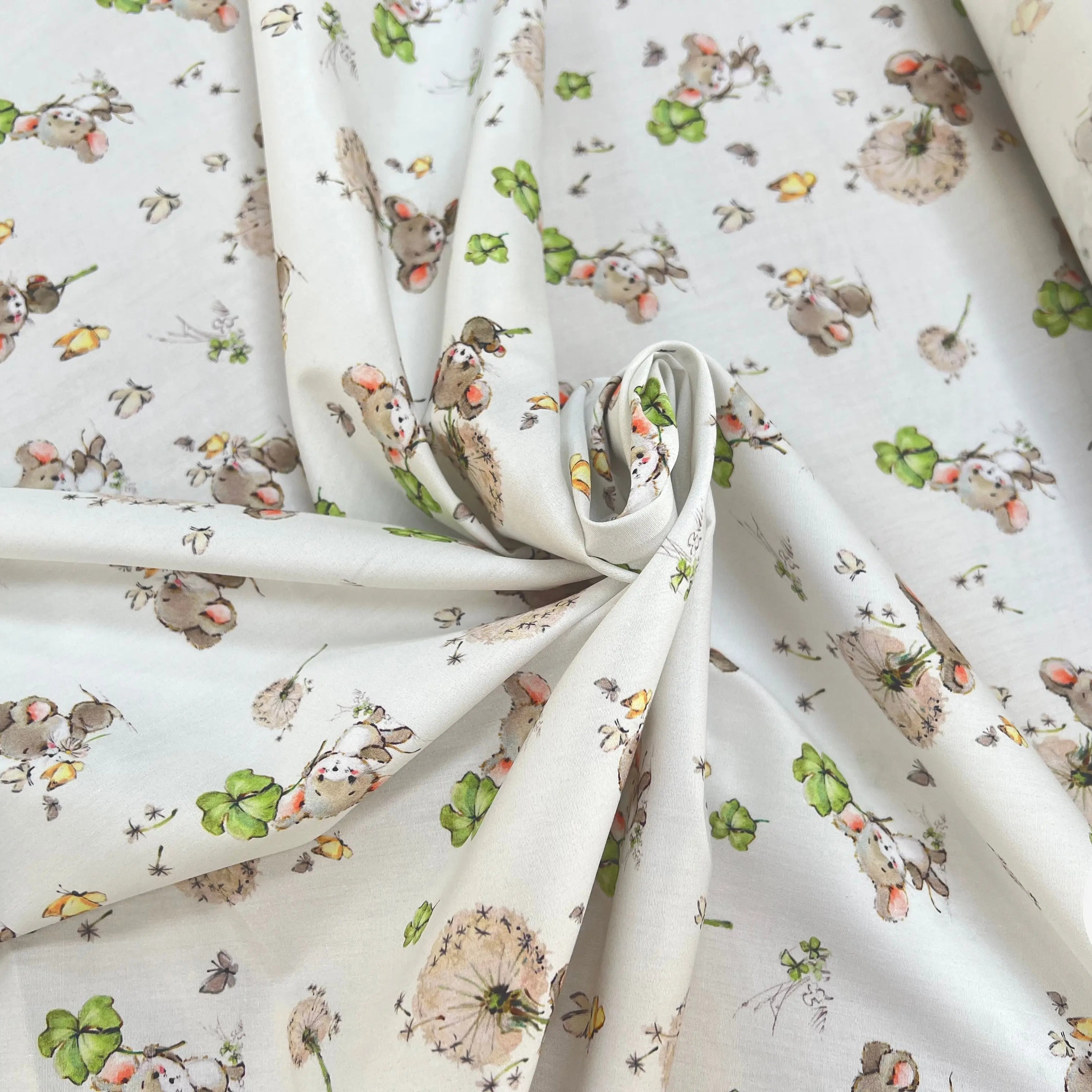 POPELINE DE COTON 120 FILS ENFANT PETITE SOURIS BLANC - My Little Coupon