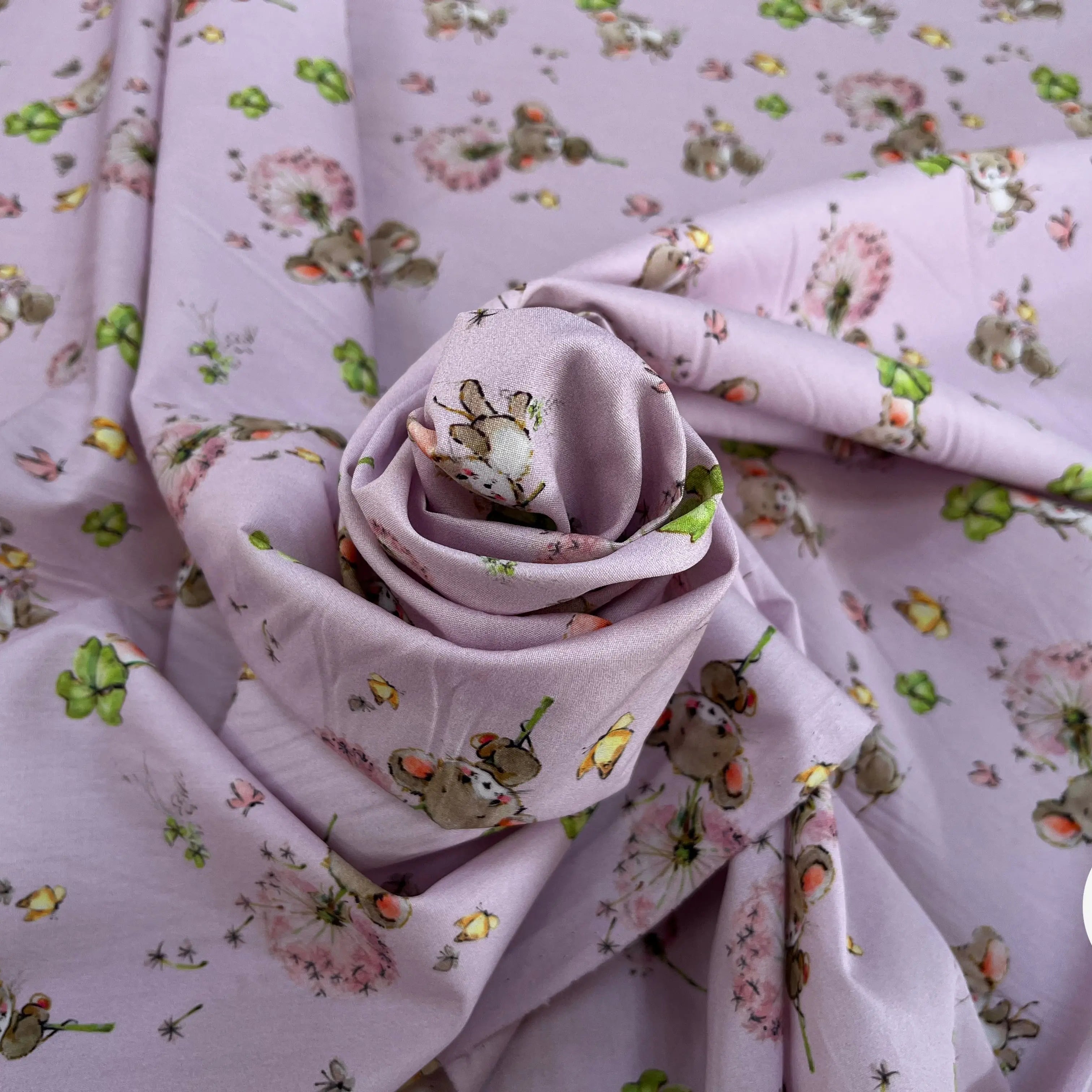 POPELINE DE COTON 120 FILS ENFANT PETITE SOURIS ROSE - My Little Coupon