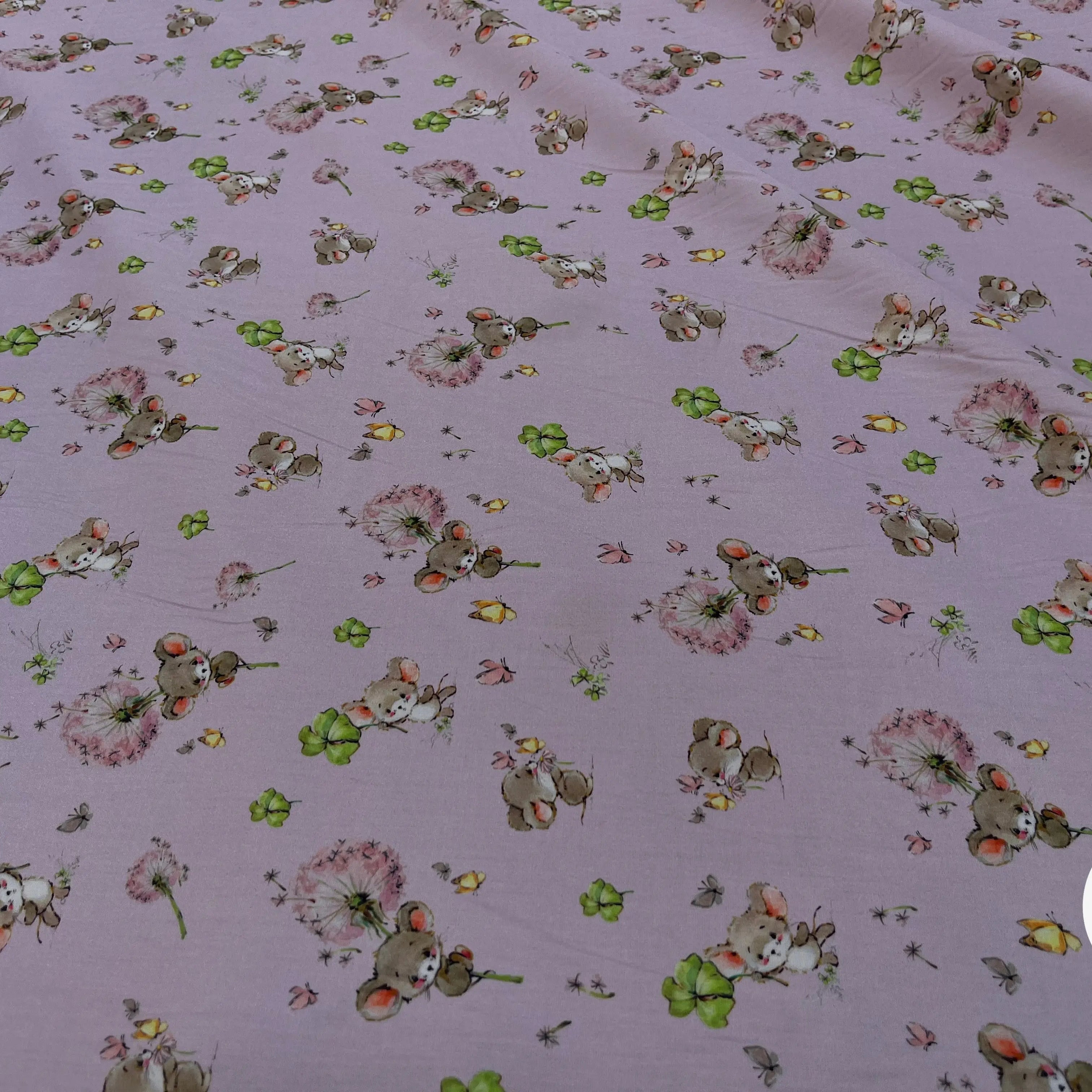 POPELINE DE COTON 120 FILS ENFANT PETITE SOURIS ROSE - My Little Coupon