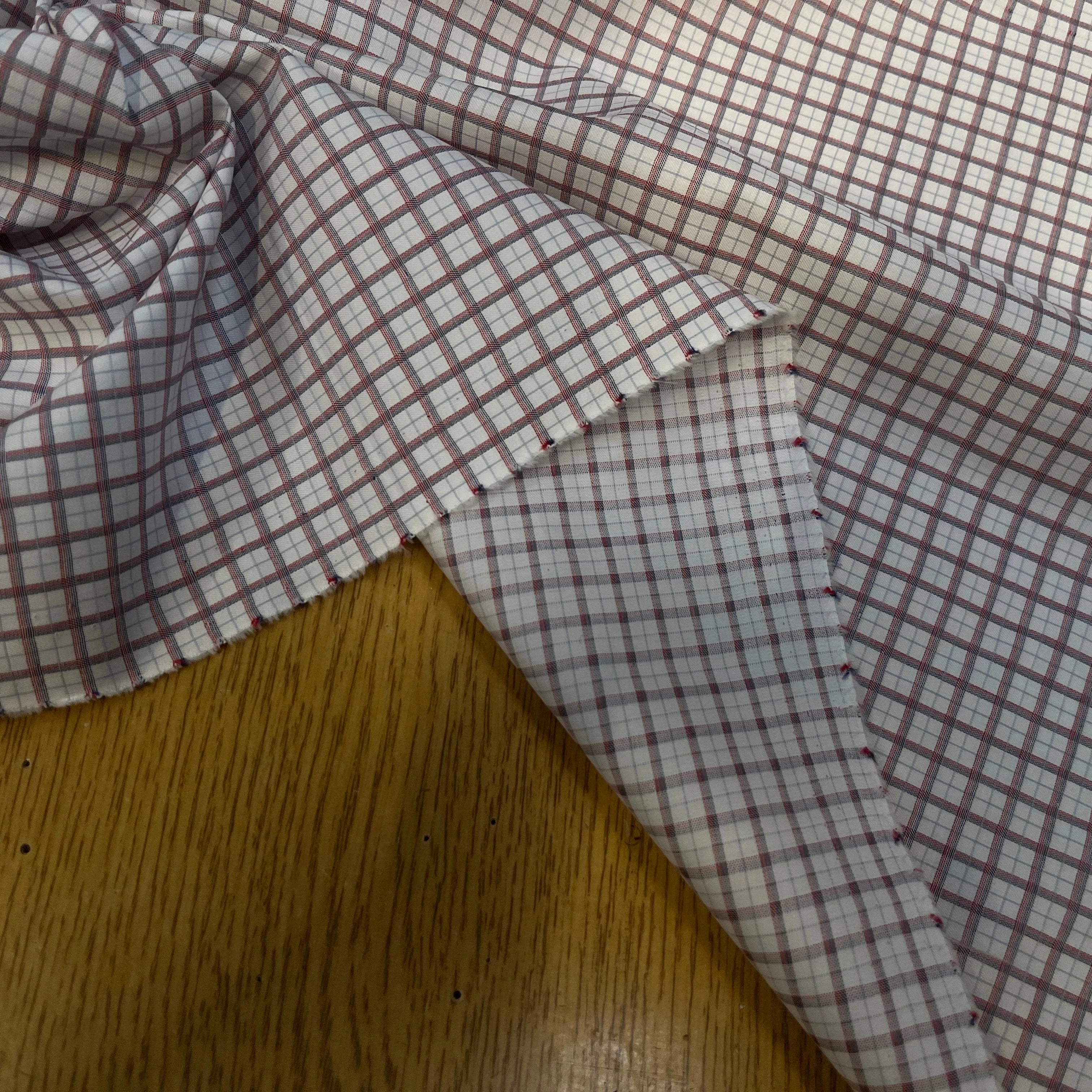 POPELINE DE COTON À CARREAUX BLEU ET ROUGE - My Little Coupon