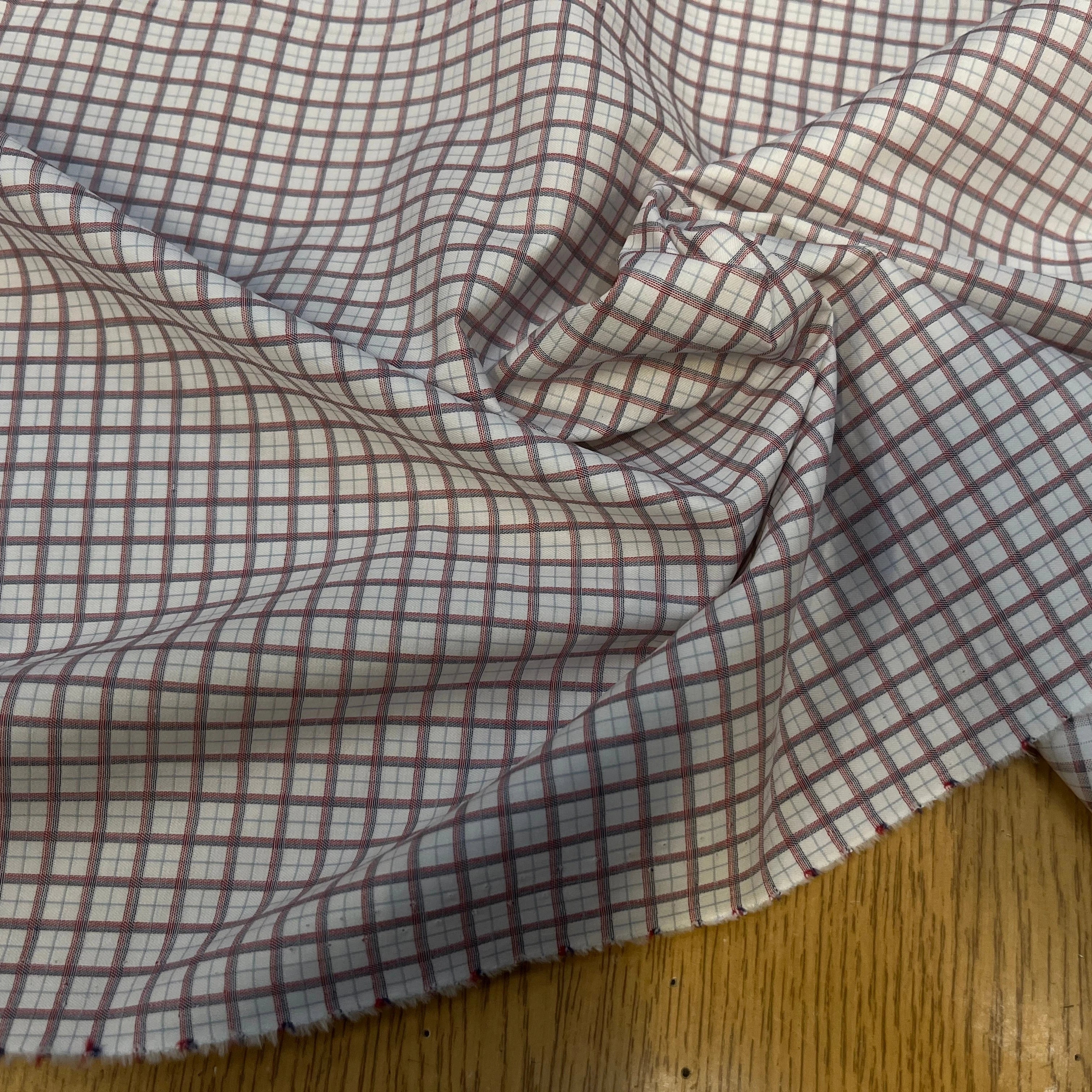 POPELINE DE COTON À CARREAUX BLEU ET ROUGE - My Little Coupon