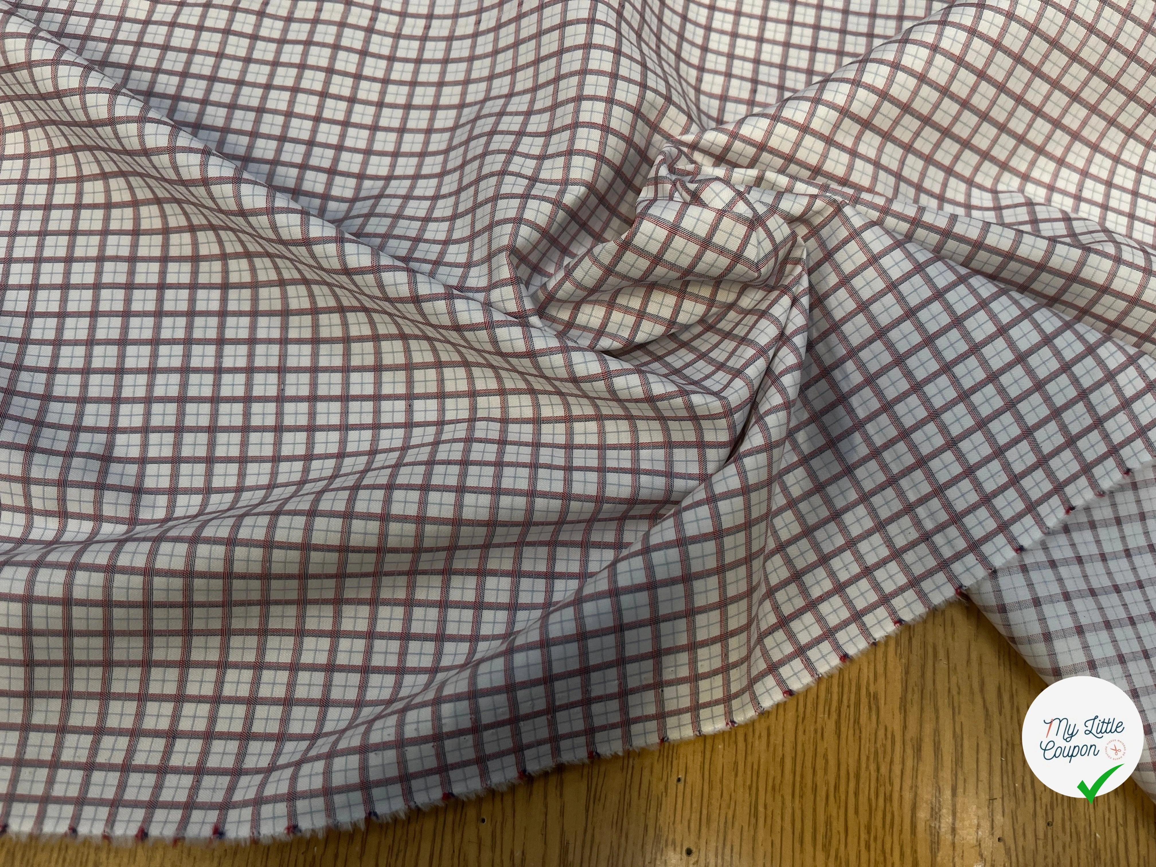 POPELINE DE COTON À CARREAUX BLEU ET ROUGE - My Little Coupon