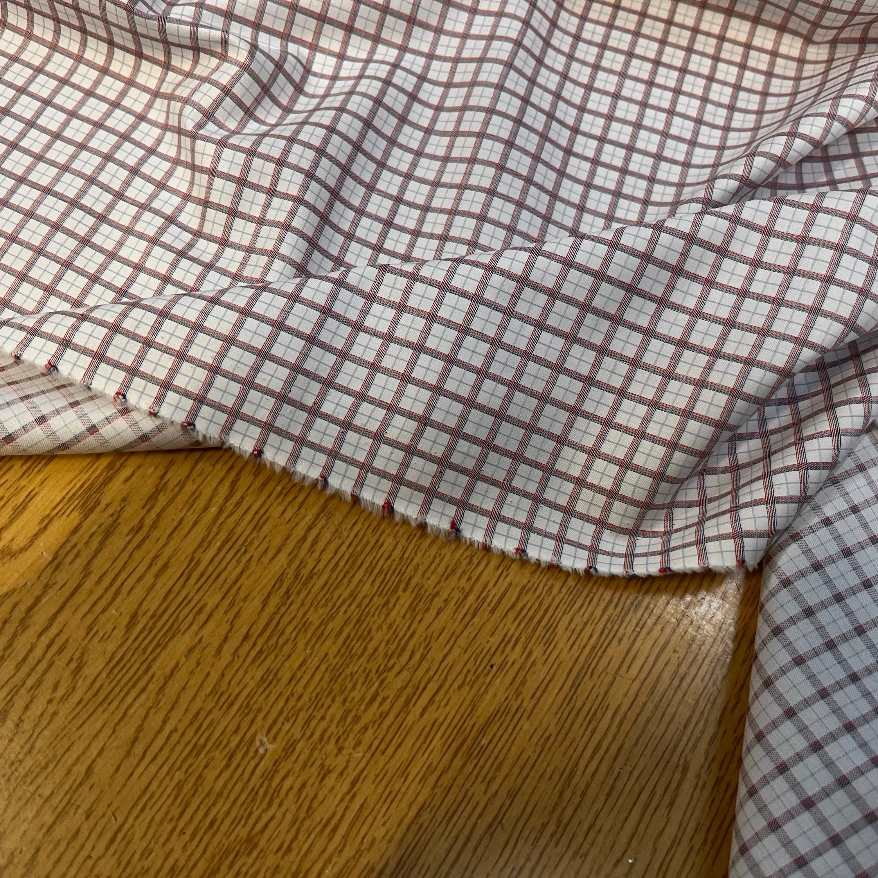 POPELINE DE COTON À CARREAUX BLEU ET ROUGE - My Little Coupon