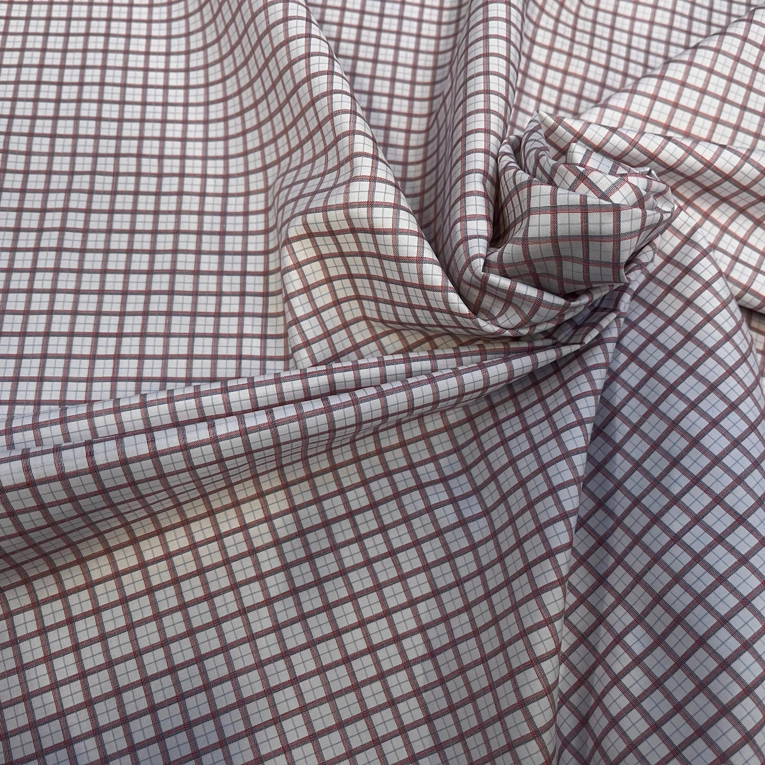 POPELINE DE COTON À CARREAUX BLEU ET ROUGE - My Little Coupon