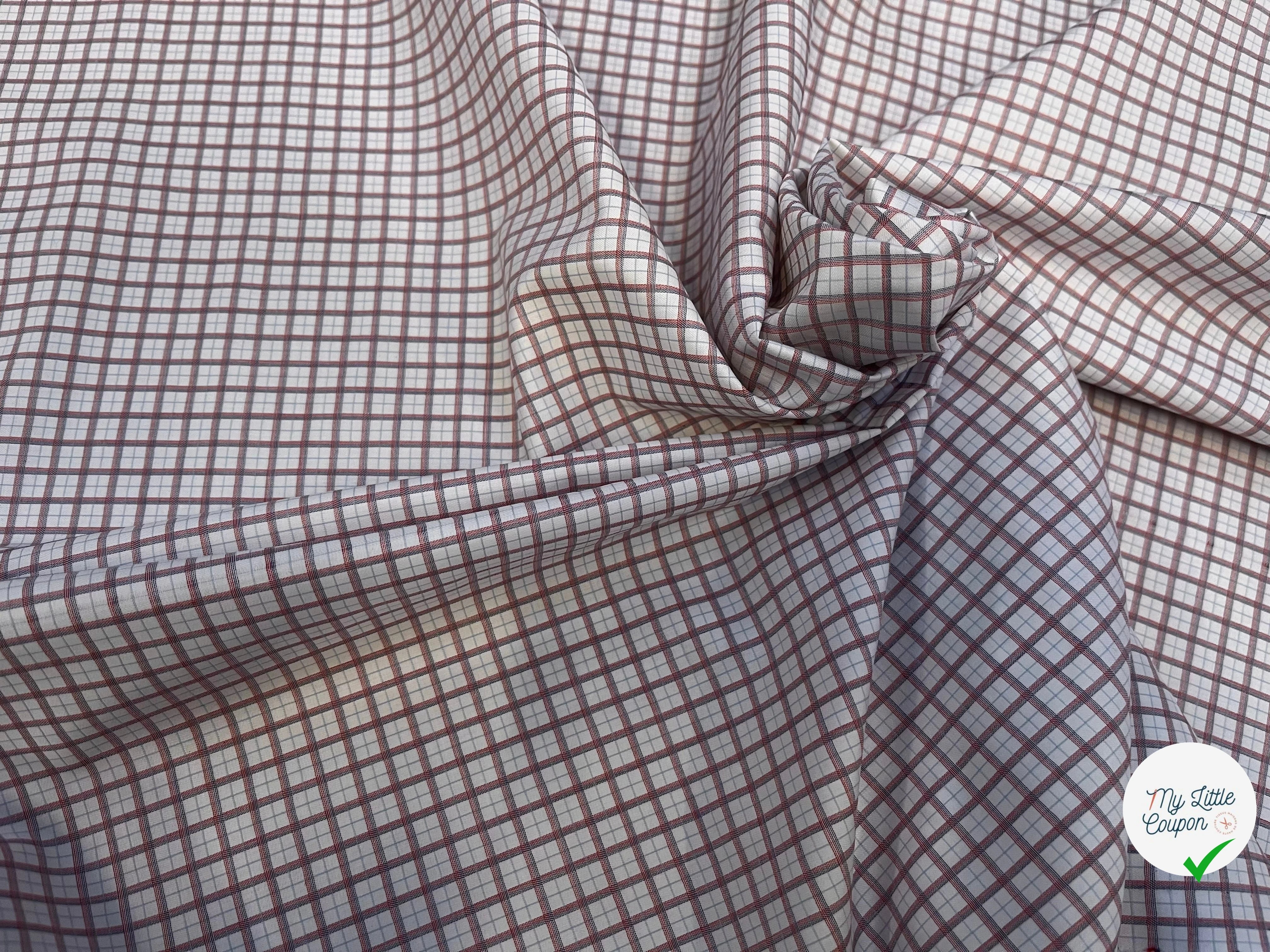 POPELINE DE COTON À CARREAUX BLEU ET ROUGE - My Little Coupon