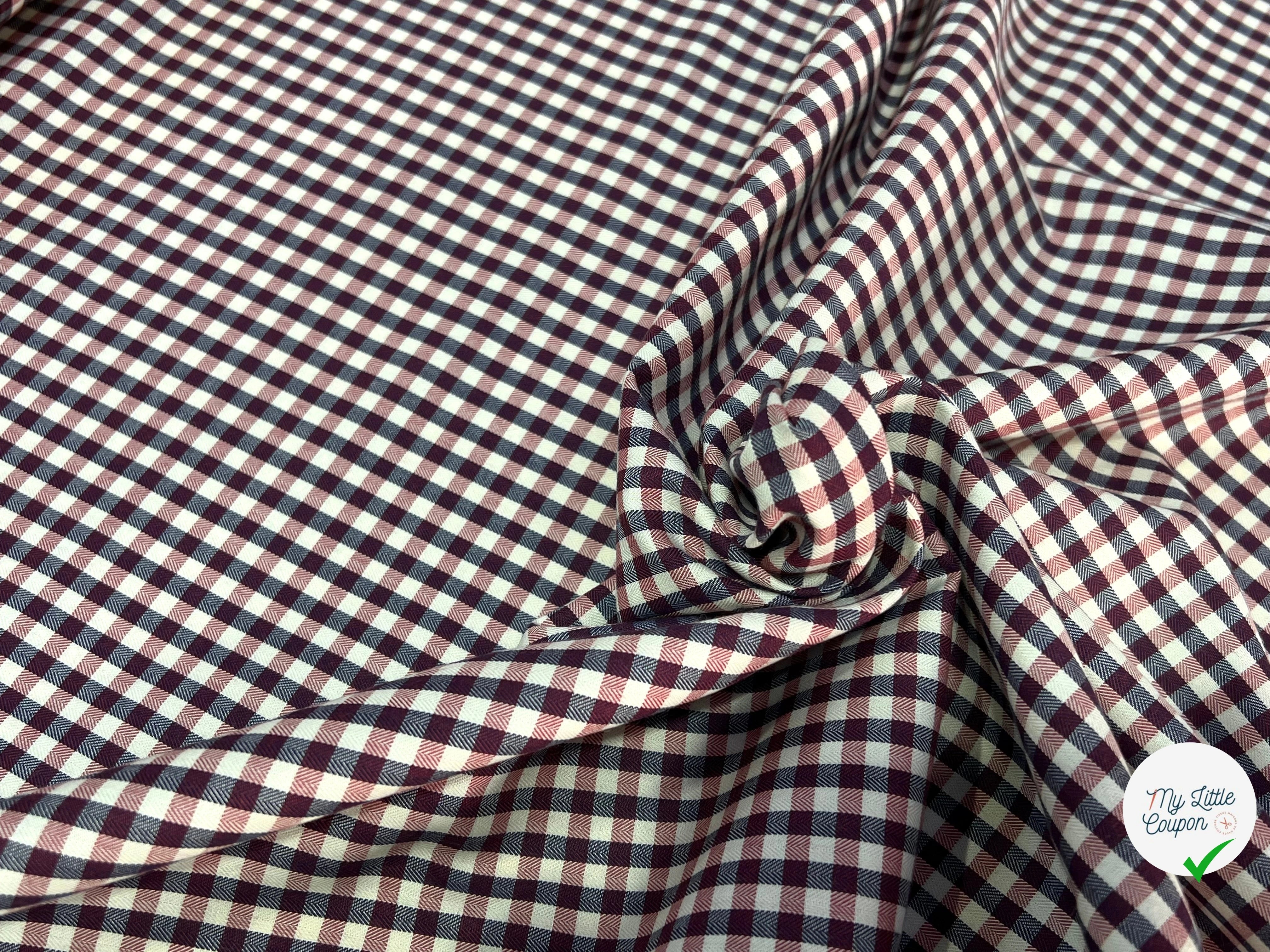 POPELINE DE COTON À CARREAUX ÉCRU ET ROUGE ULTRA CHIC - My Little Coupon