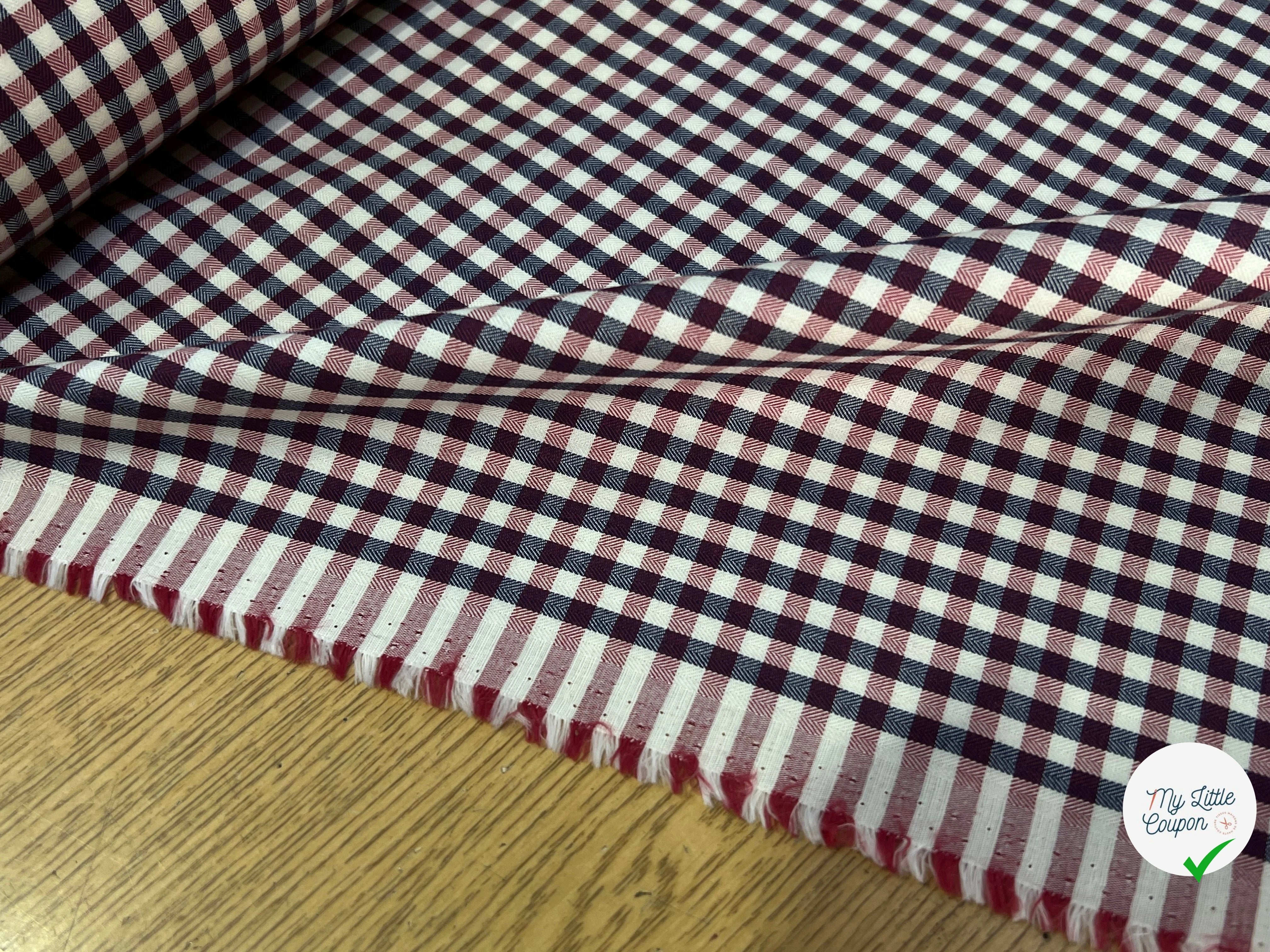 POPELINE DE COTON À CARREAUX ÉCRU ET ROUGE ULTRA CHIC - My Little Coupon