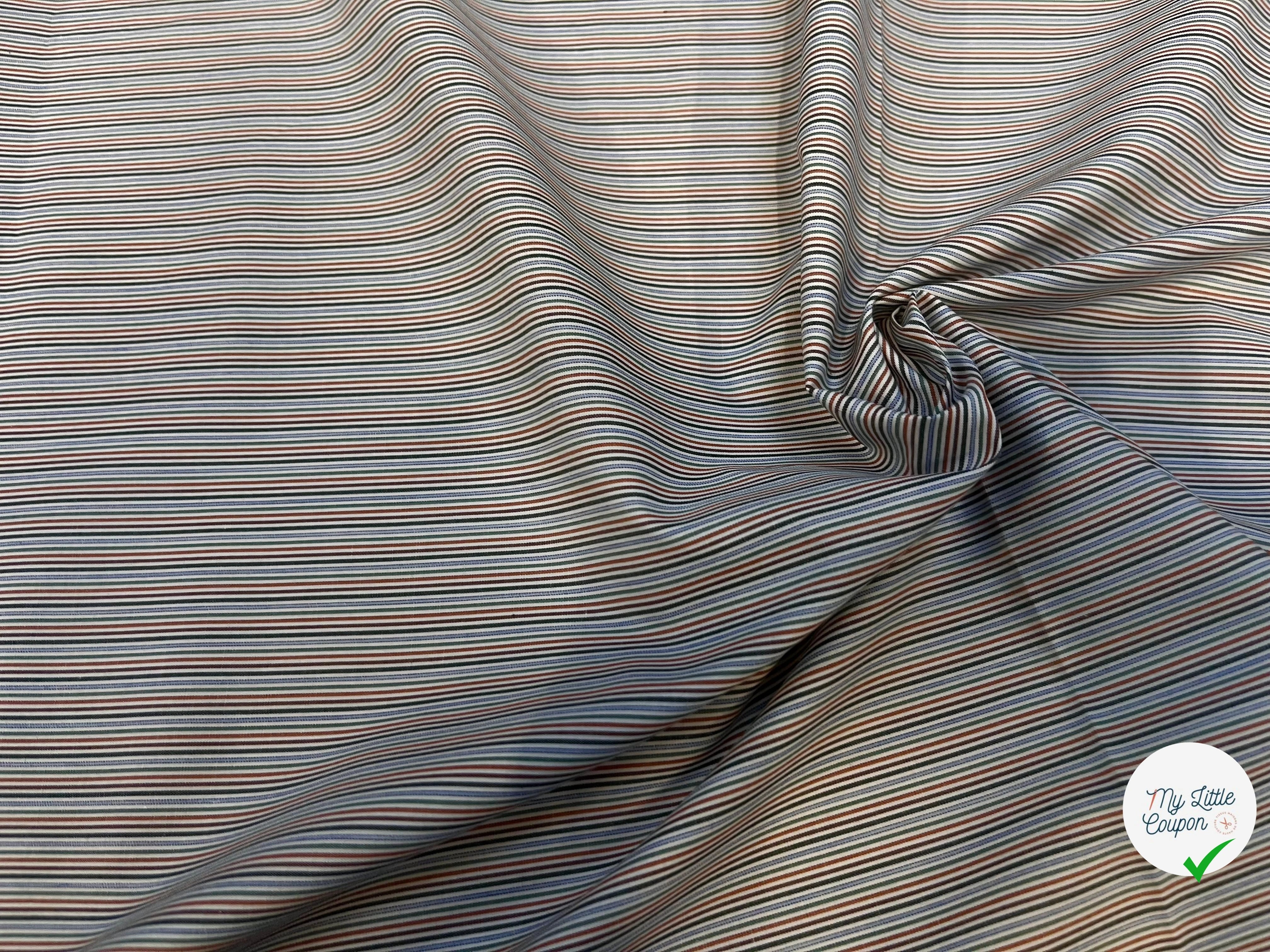 POPELINE DE COTON À MULTIPLES RAYURES PARALLÈLES À LA LISIÈRE - My Little Coupon