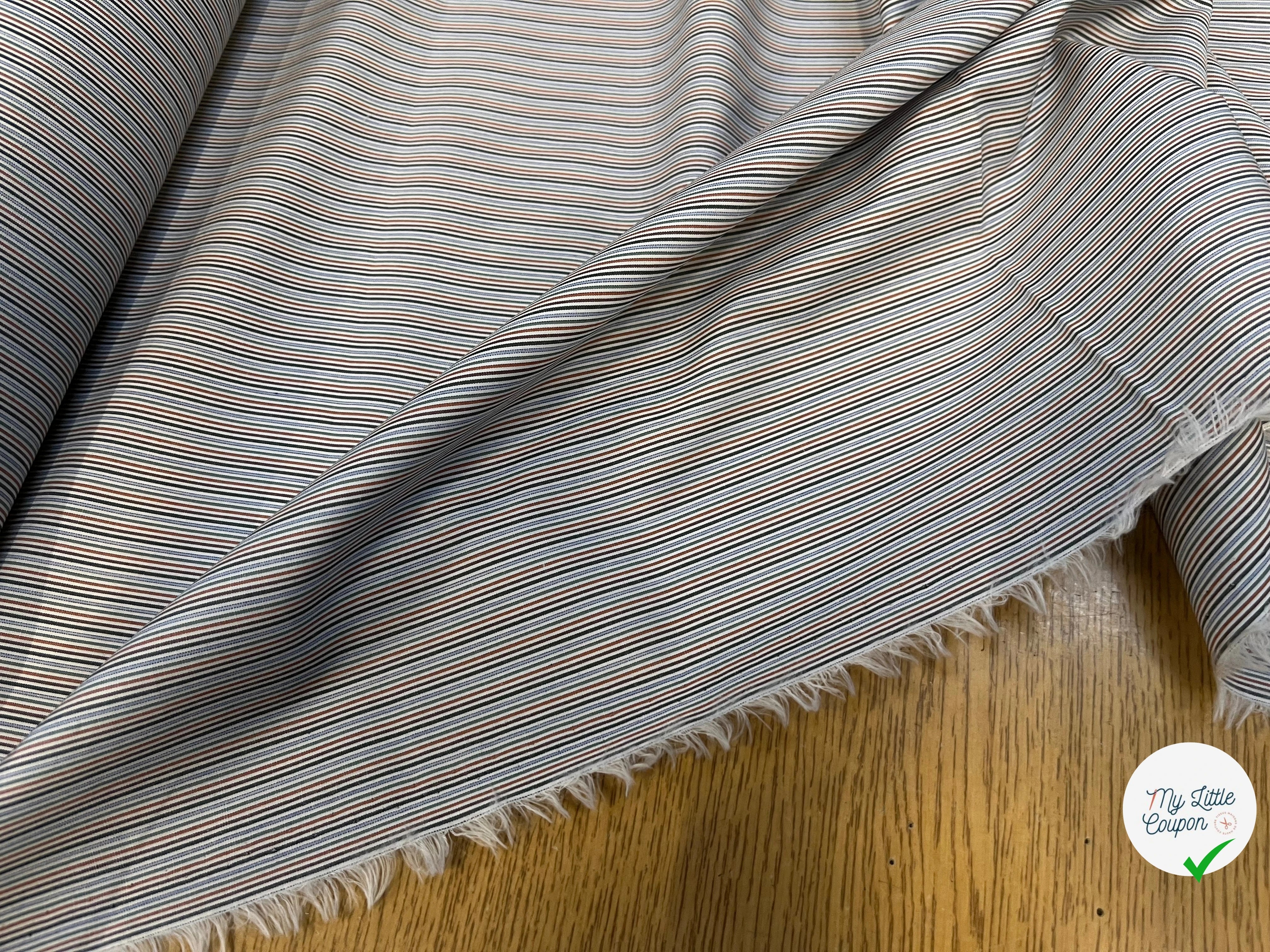 POPELINE DE COTON À MULTIPLES RAYURES PARALLÈLES À LA LISIÈRE - My Little Coupon