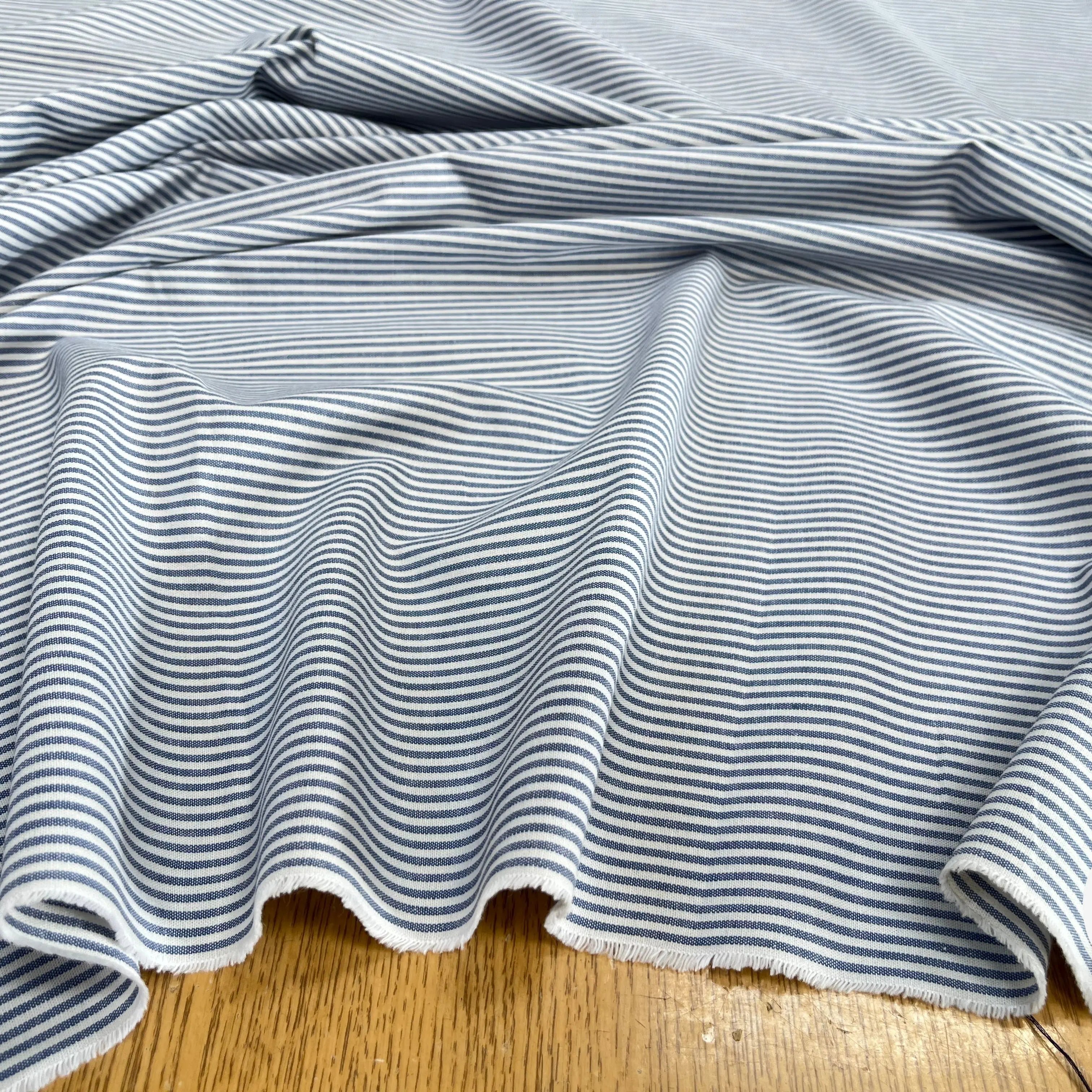 POPELINE DE COTON À RAYURE BLEU BLANC 100% COTON - My Little Coupon