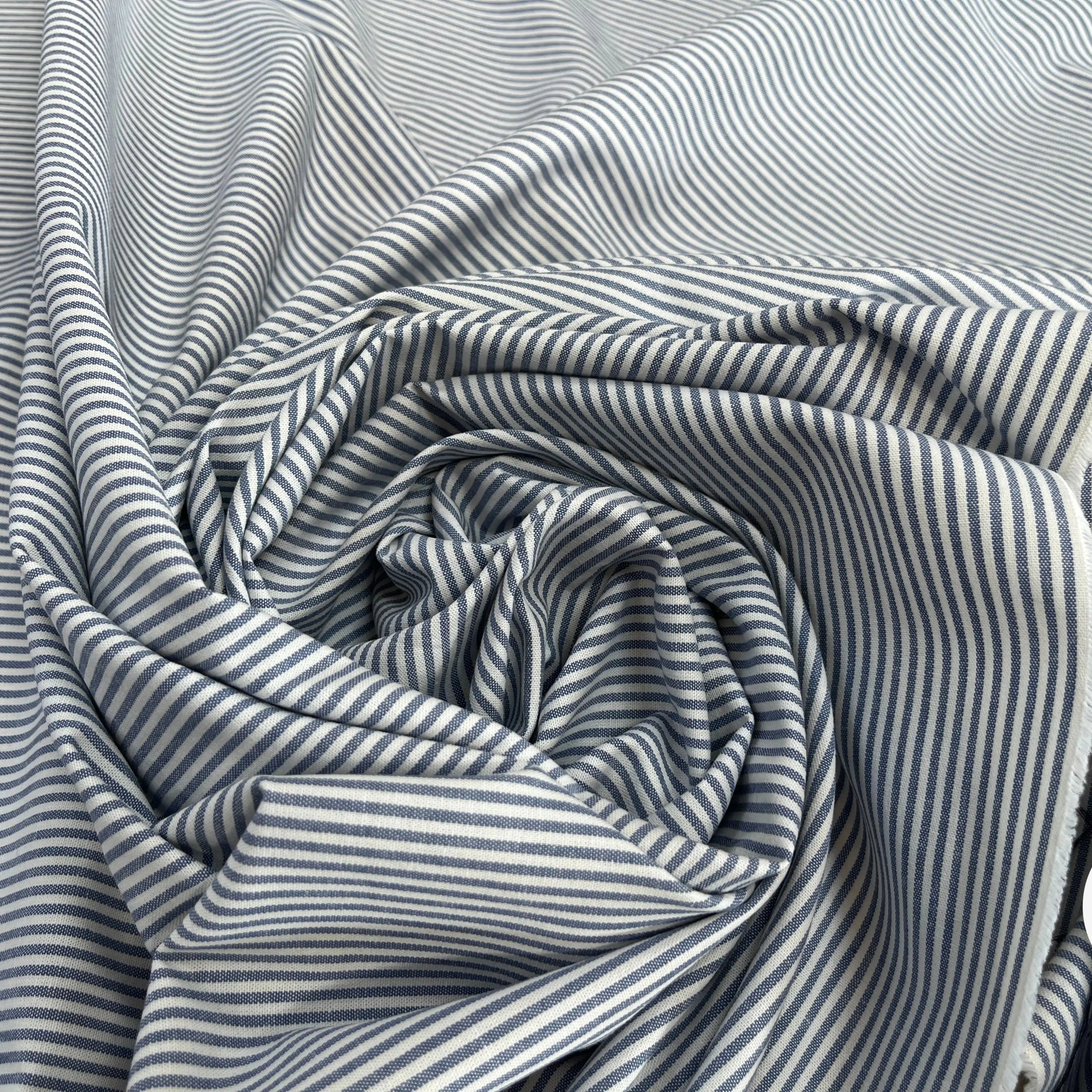 POPELINE DE COTON À RAYURE BLEU BLANC 100% COTON - My Little Coupon