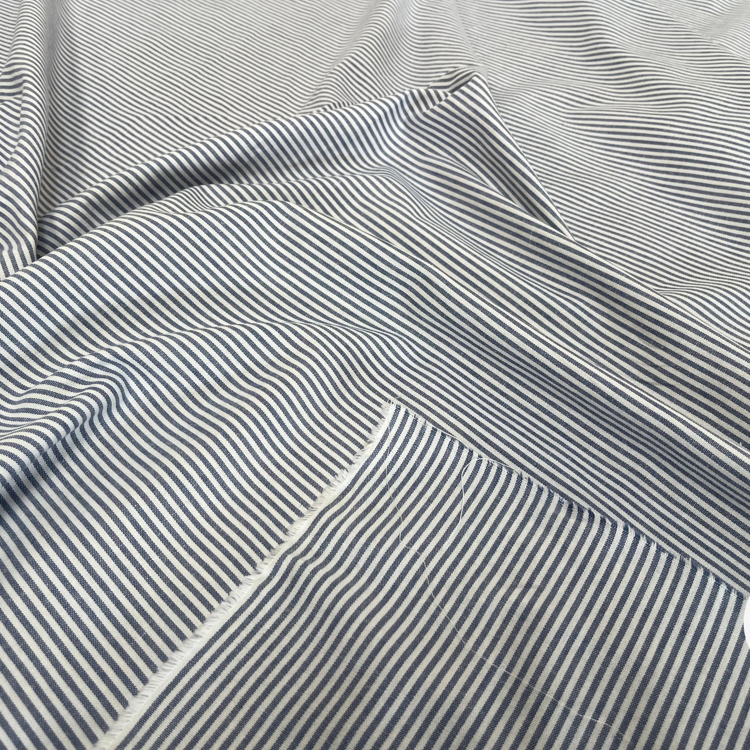 POPELINE DE COTON À RAYURE BLEU BLANC 100% COTON - My Little Coupon