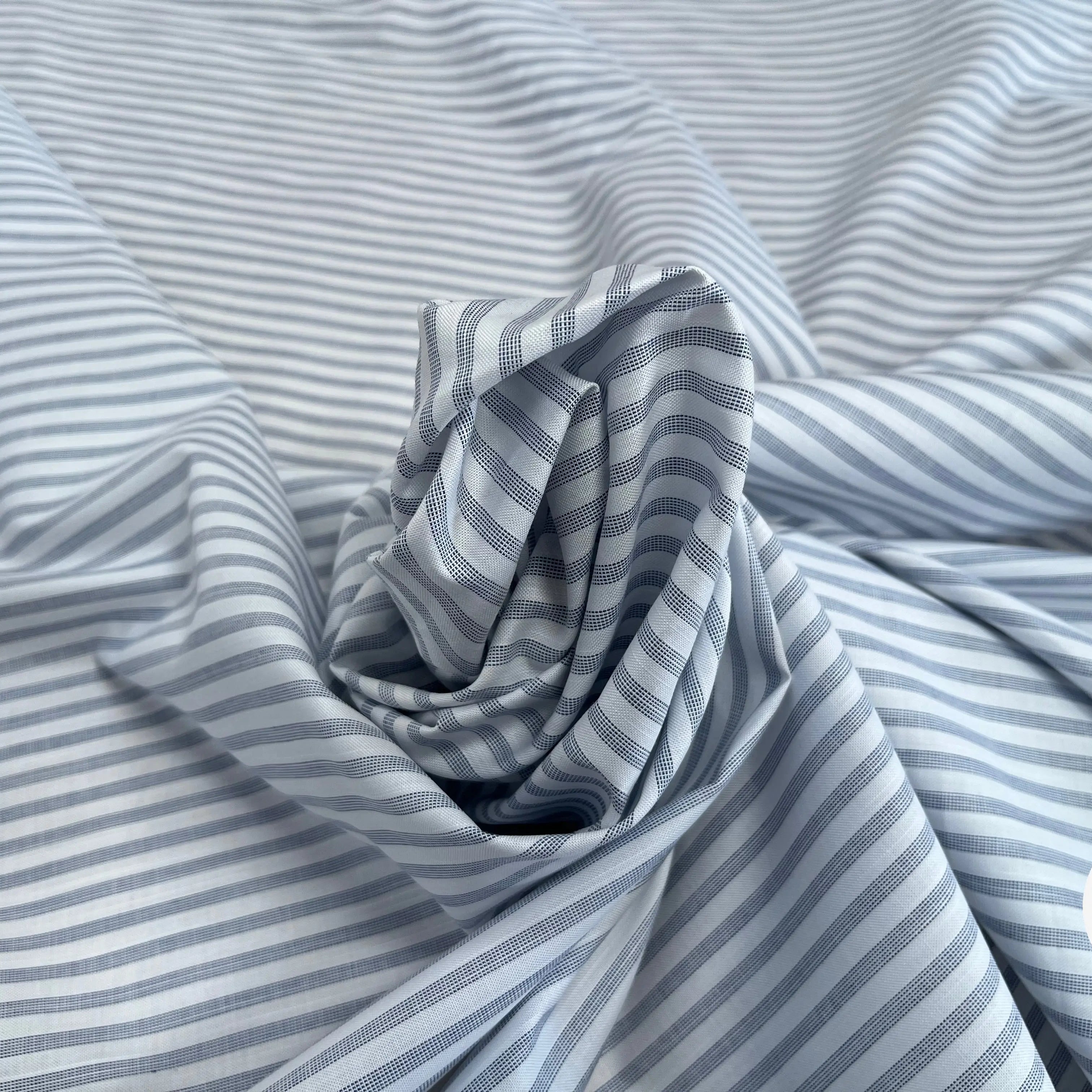 POPELINE DE COTON À RAYURE BLEU FOND BLANC - My Little Coupon