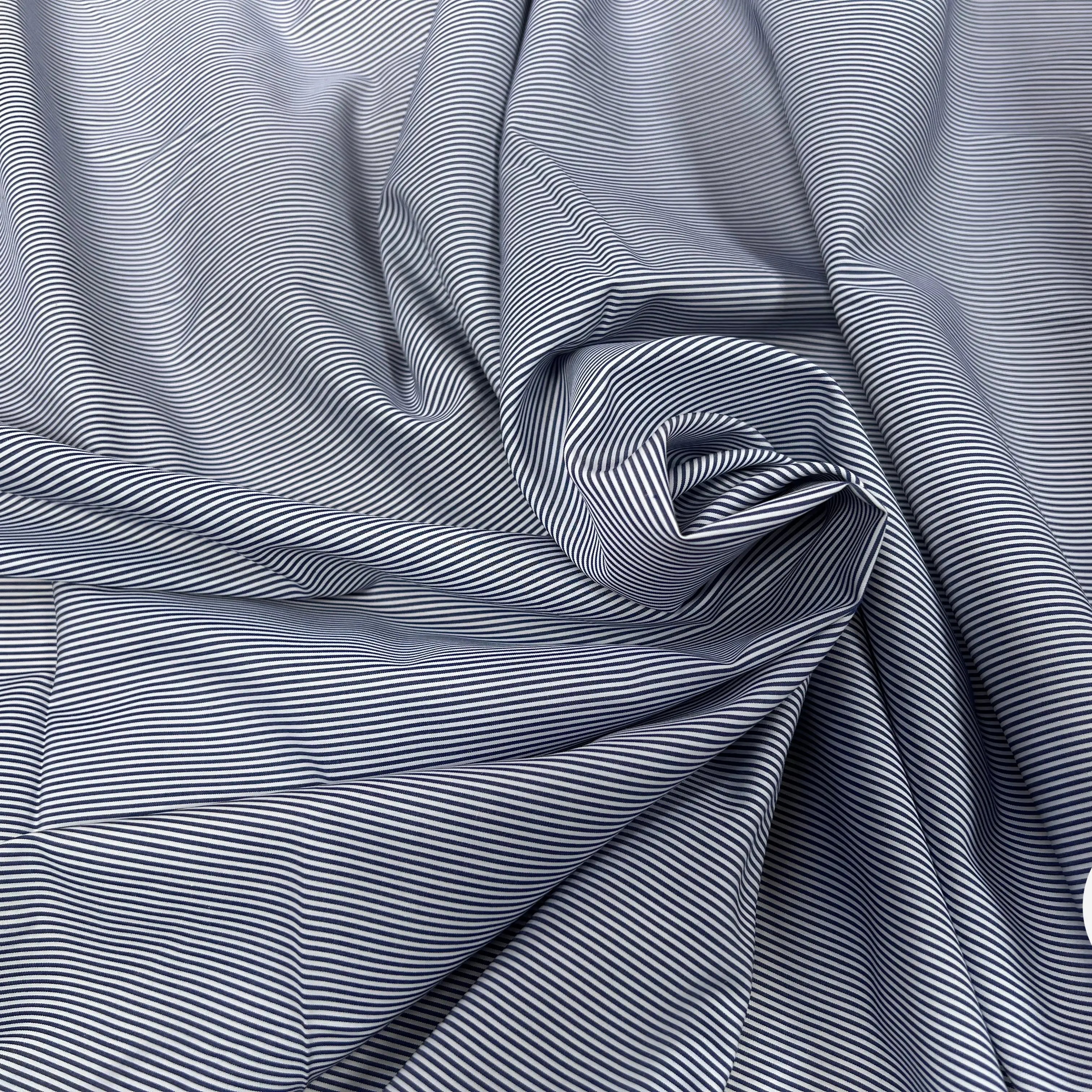 POPELINE DE COTON À RAYURE MARINE BLANC - My Little Coupon