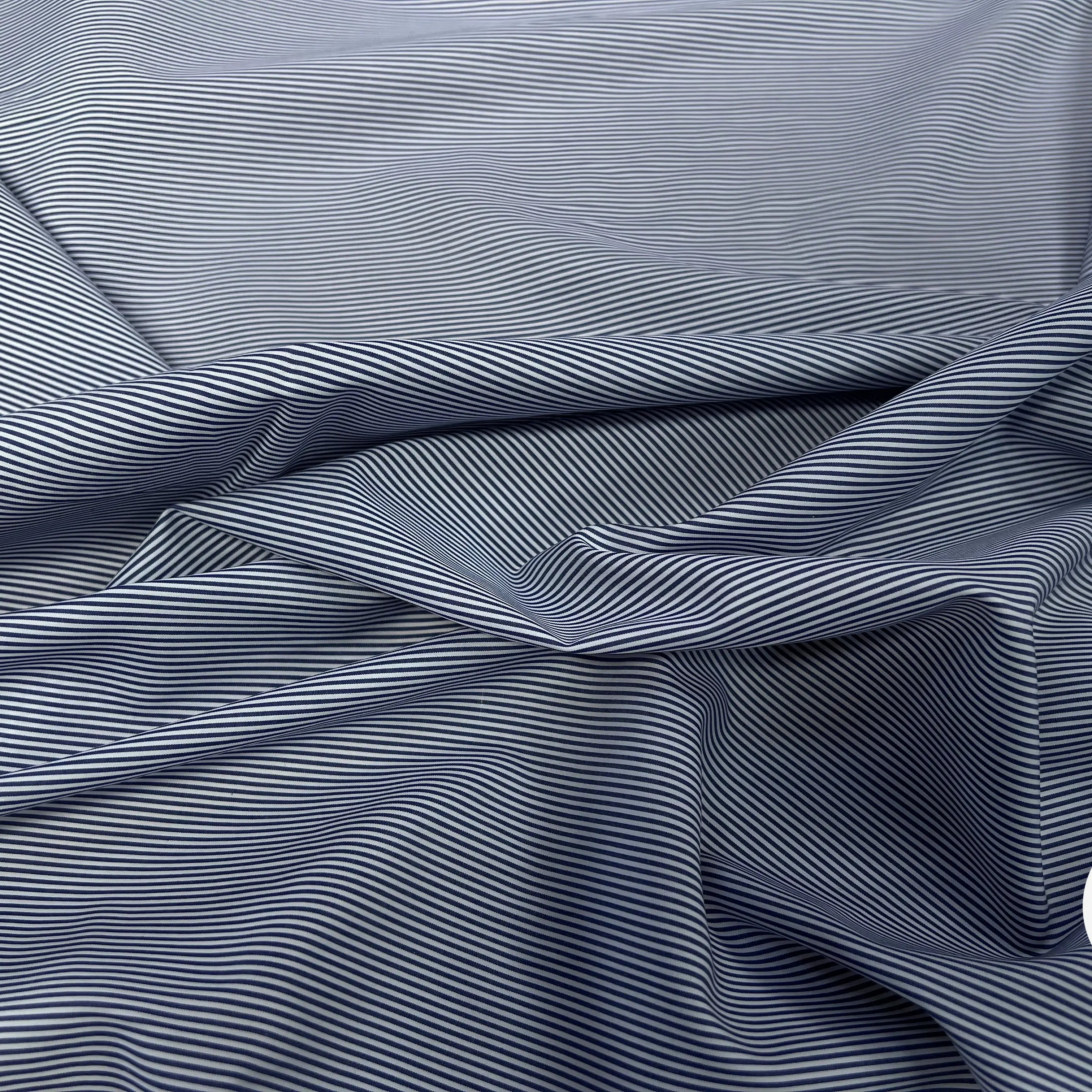 POPELINE DE COTON À RAYURE MARINE BLANC - My Little Coupon