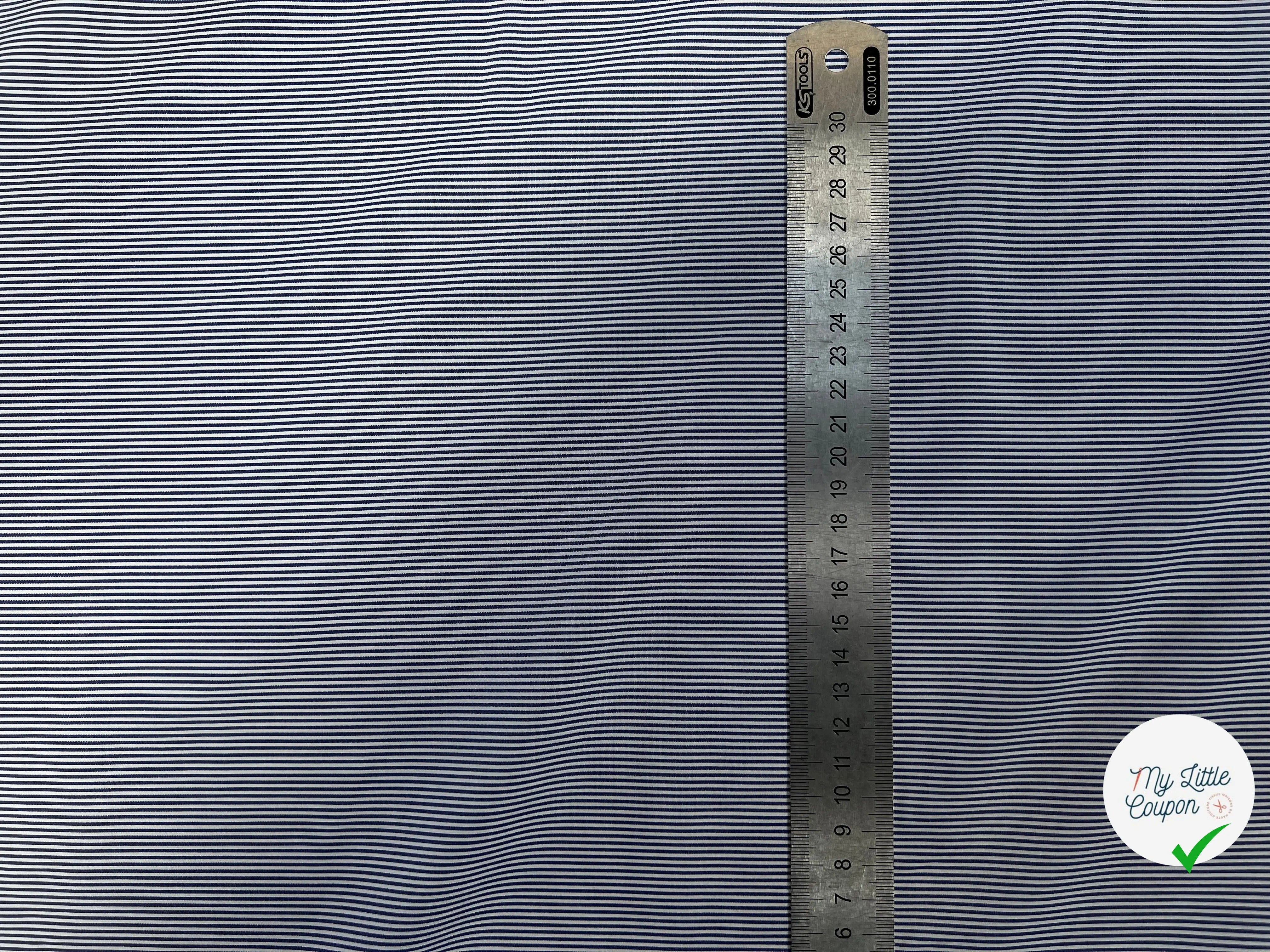 POPELINE DE COTON À RAYURE MARINE BLANC - My Little Coupon