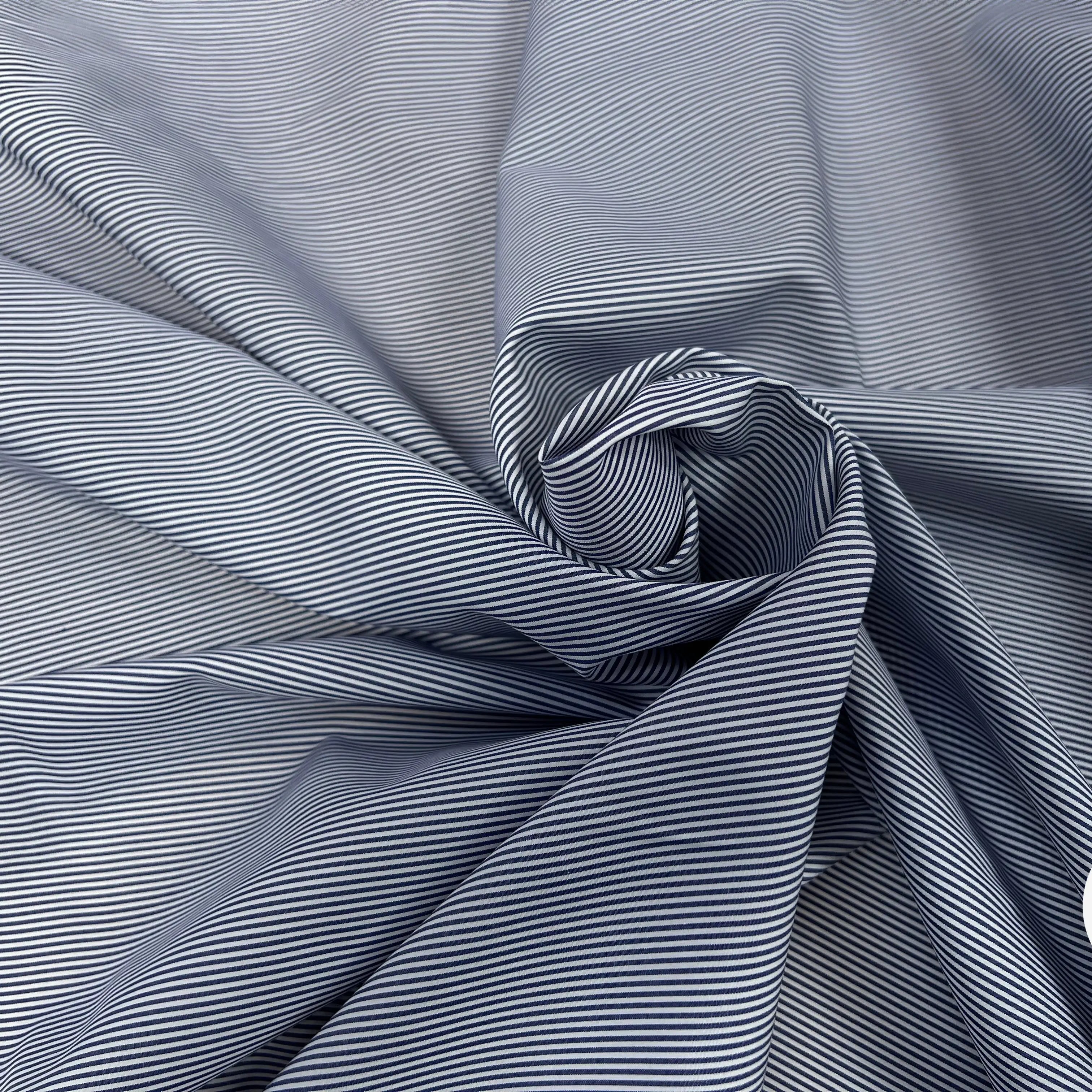 POPELINE DE COTON À RAYURE MARINE BLANC - My Little Coupon