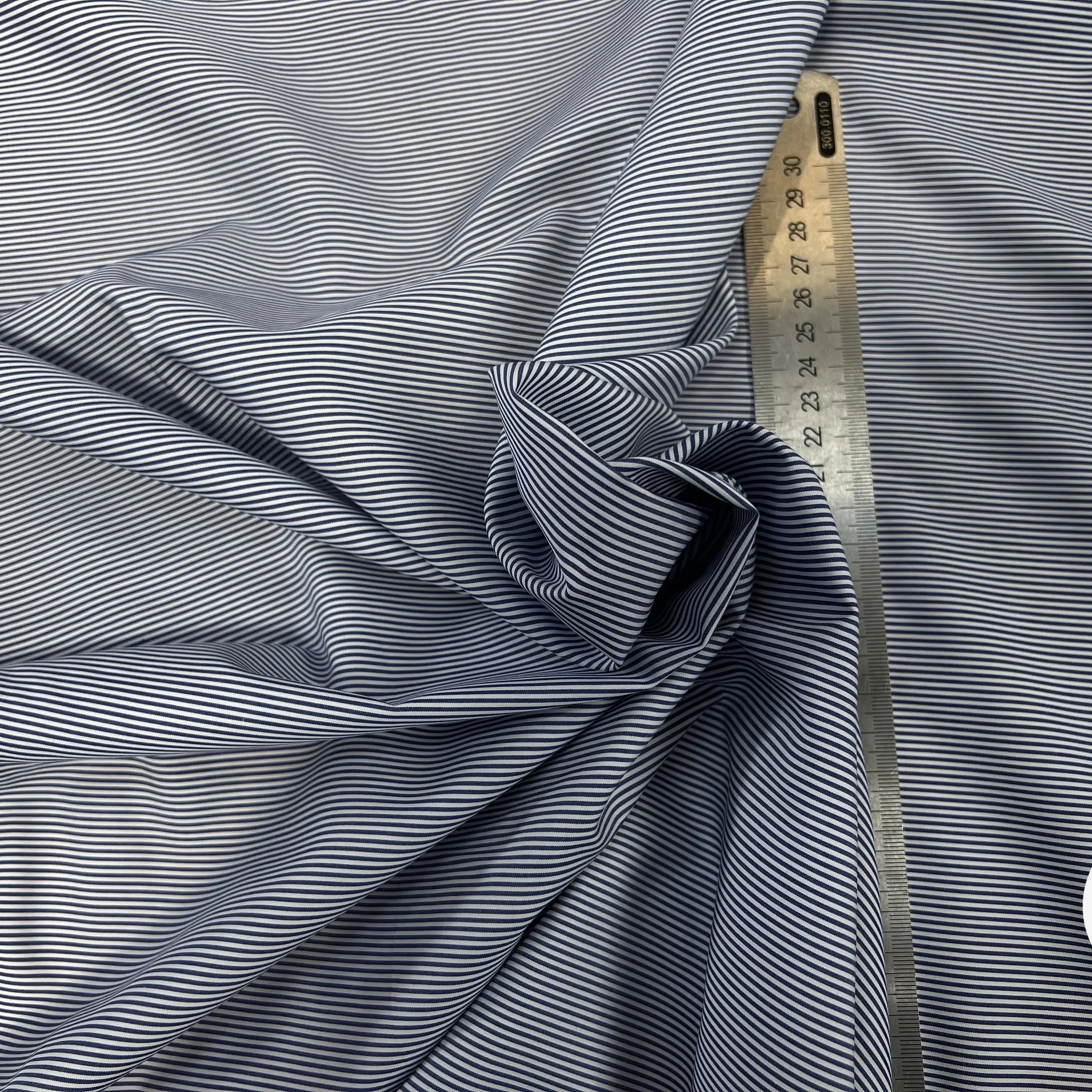 POPELINE DE COTON À RAYURE MARINE BLANC - My Little Coupon