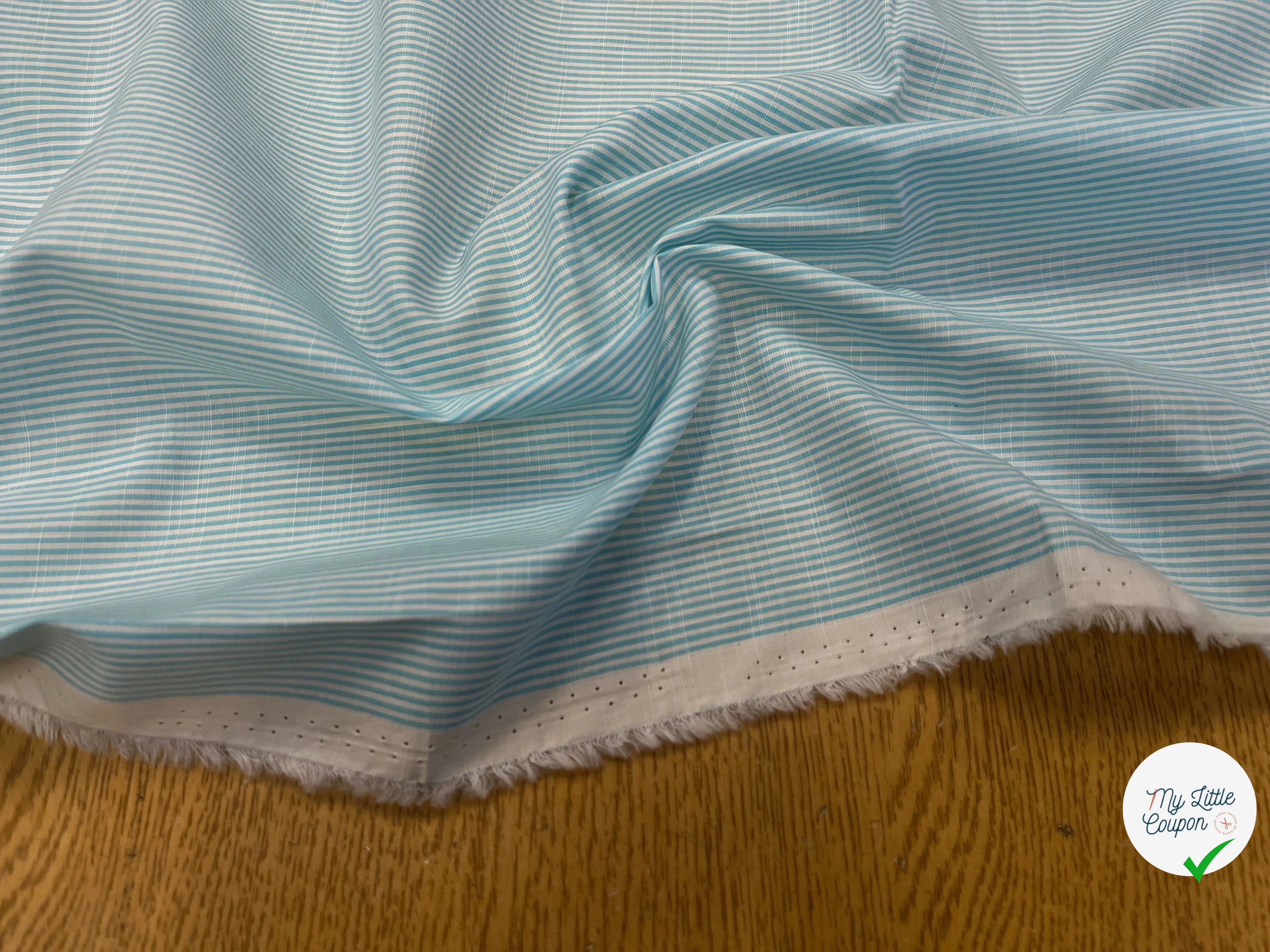 POPELINE DE COTON À RAYURES BLEU BLANC 146CM - My Little Coupon