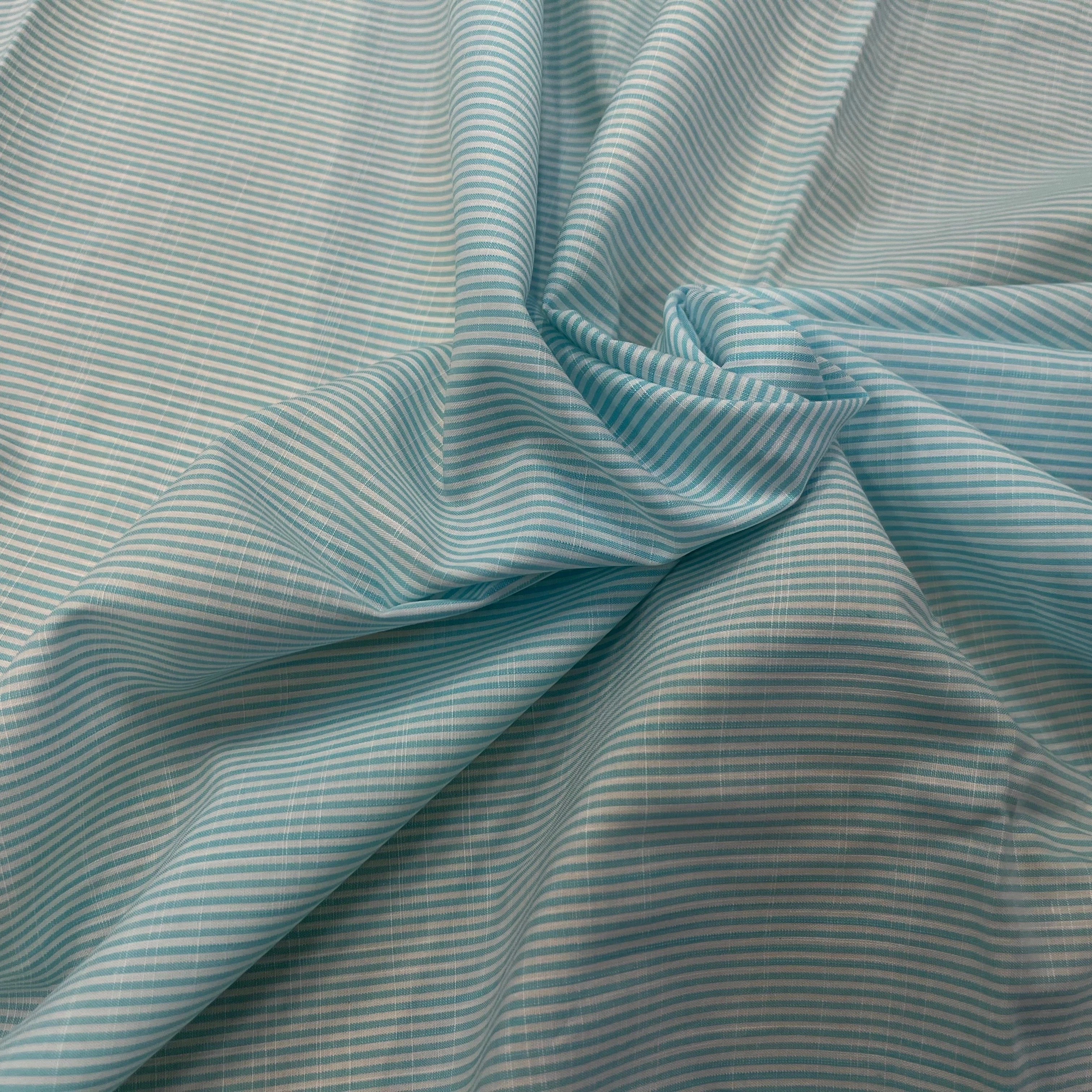 POPELINE DE COTON À RAYURES BLEU BLANC 146CM - My Little Coupon