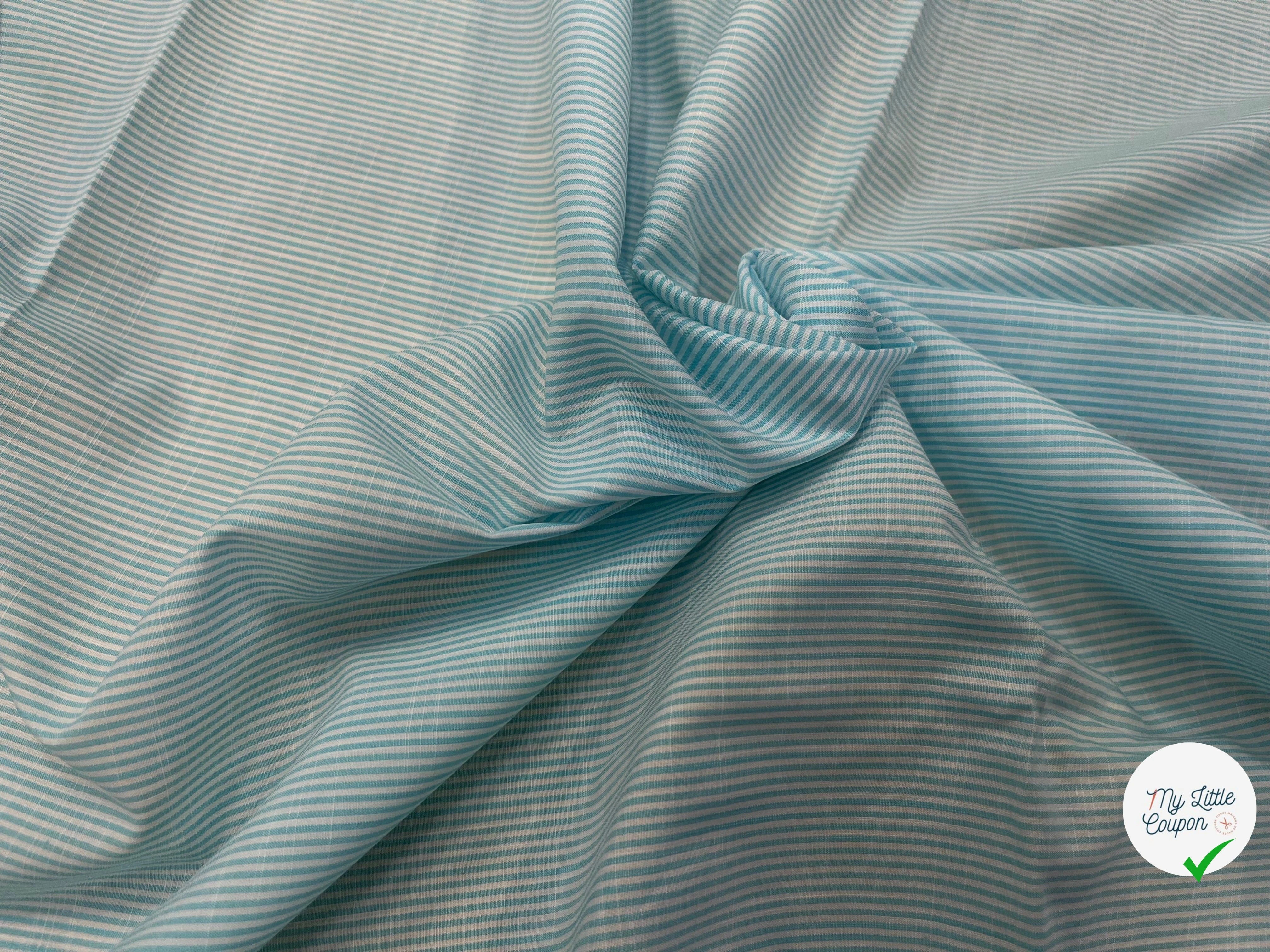 POPELINE DE COTON À RAYURES BLEU BLANC 146CM - My Little Coupon
