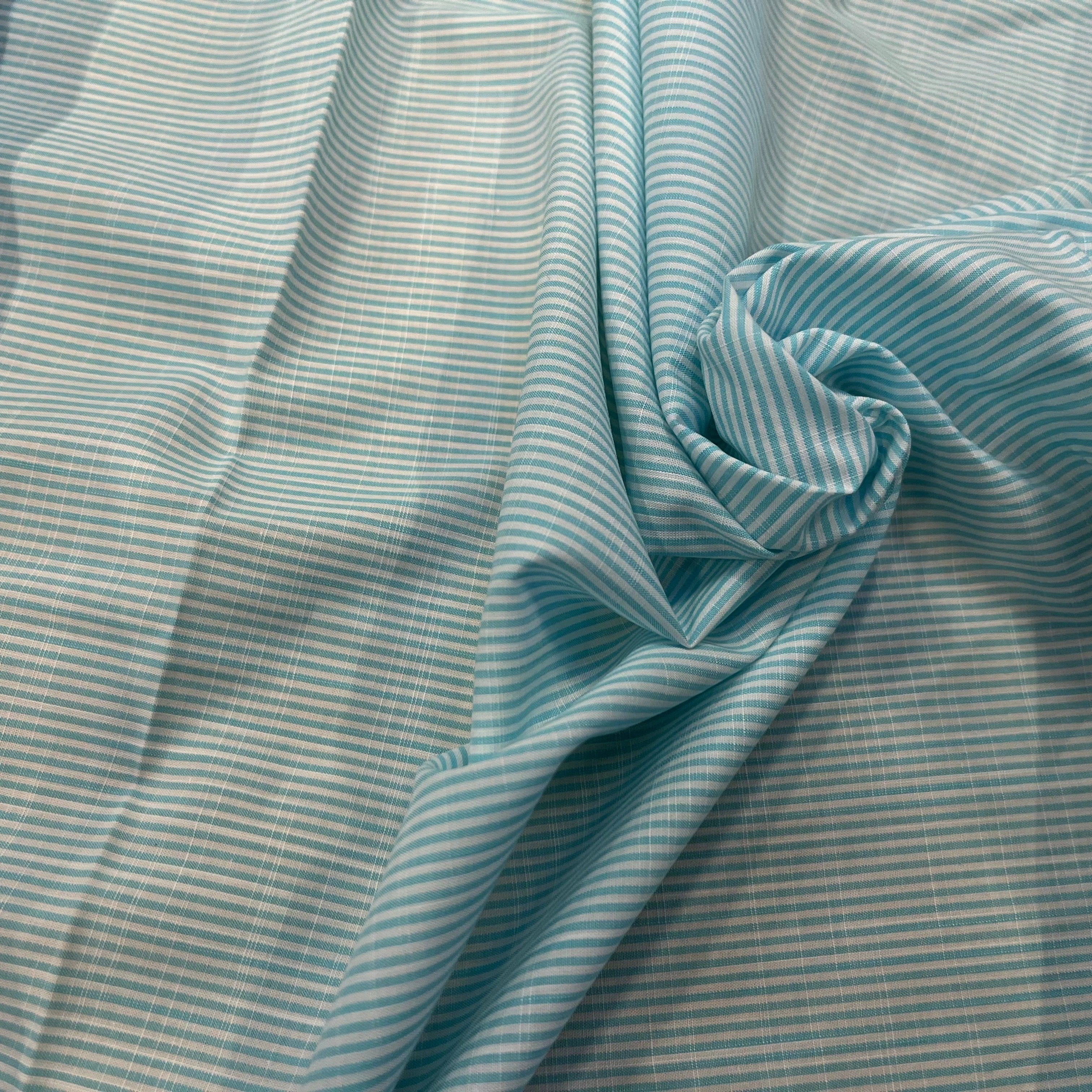 POPELINE DE COTON À RAYURES BLEU BLANC 146CM - My Little Coupon