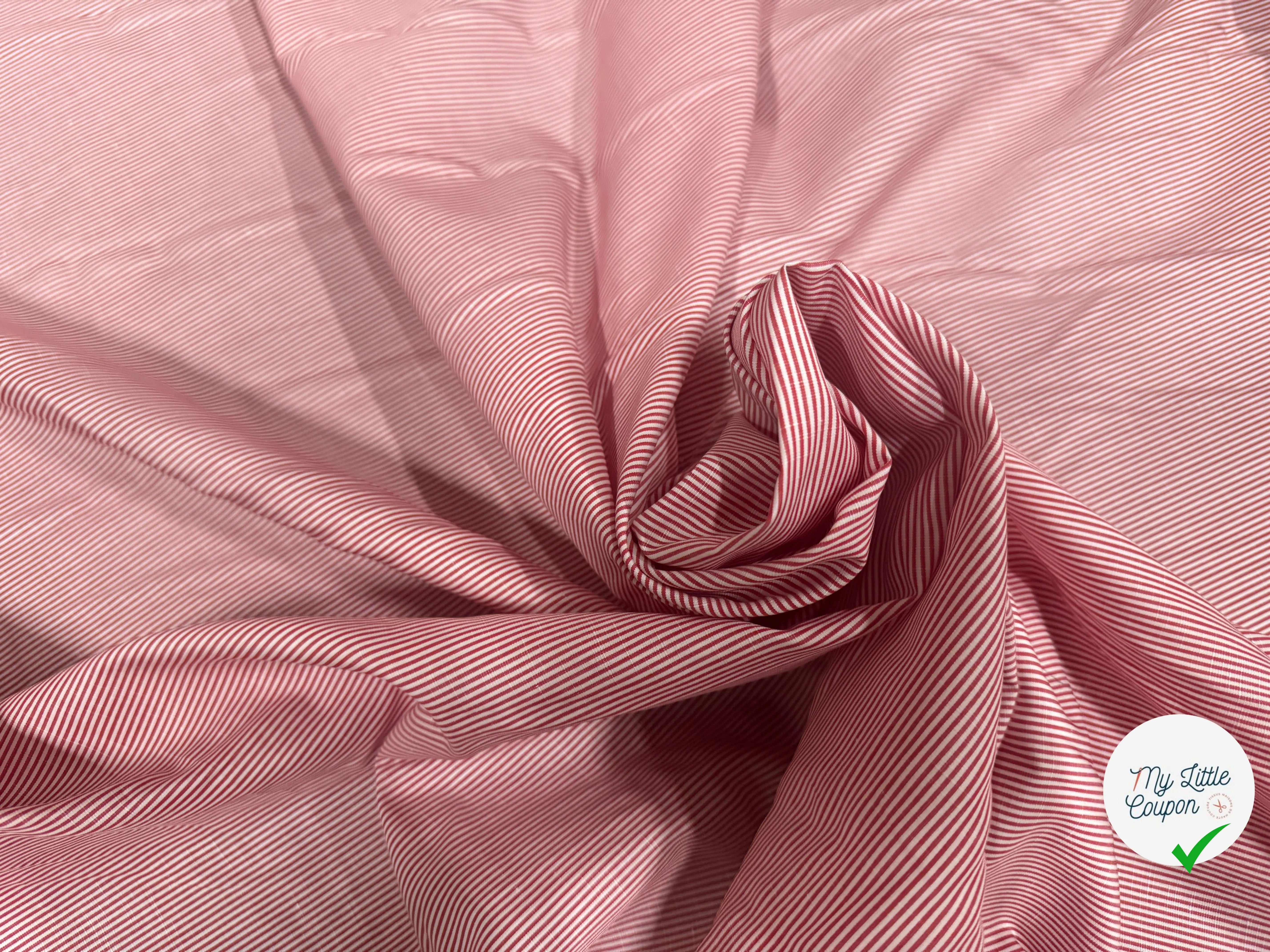 POPELINE DE COTON ALBINI FIGUERAS RAYURES ROUGE - My Little Coupon