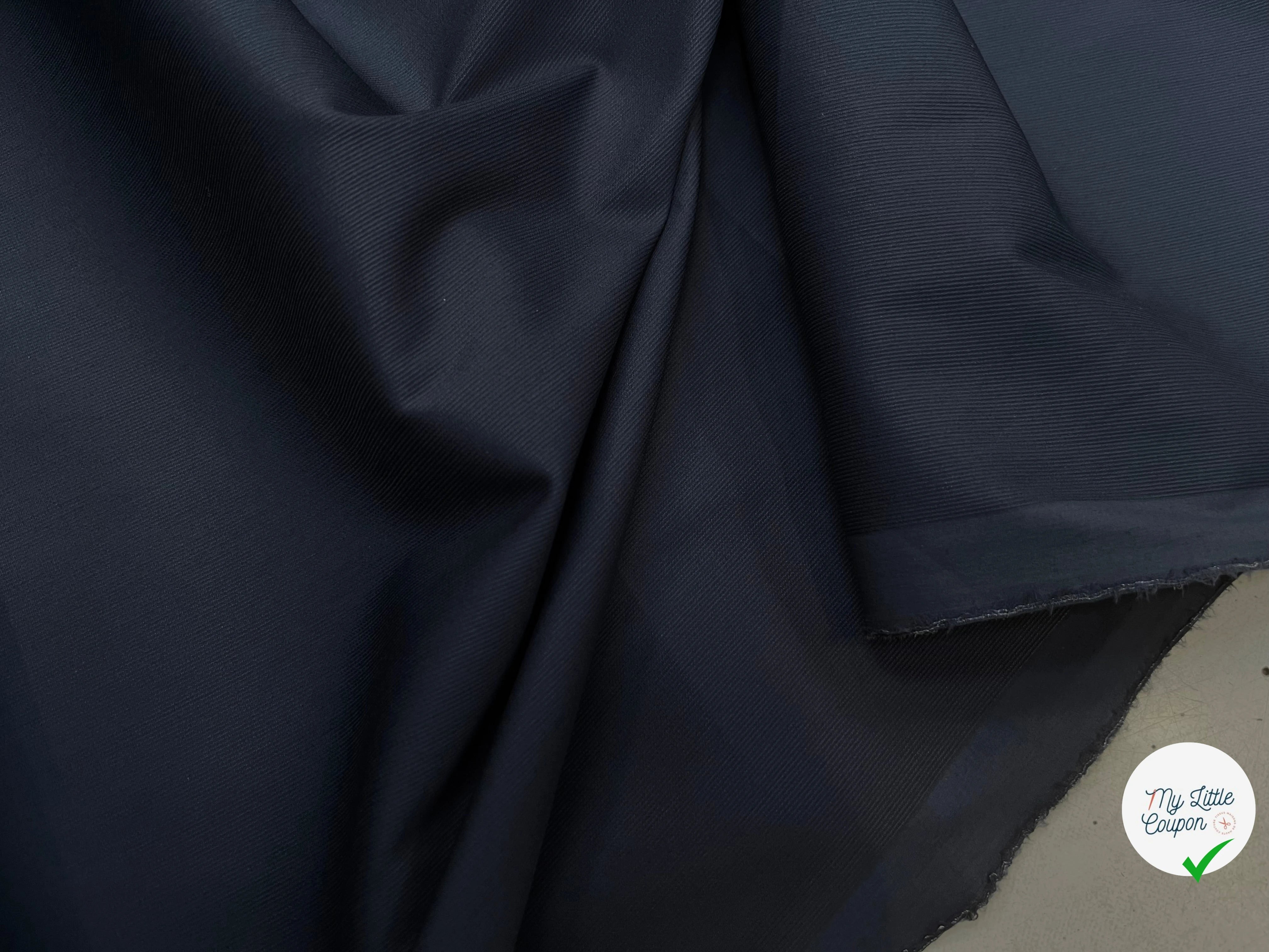 POPELINE DE COTON ALBINI MARINE FLUIDE FINE RAYURES - My Little Coupon