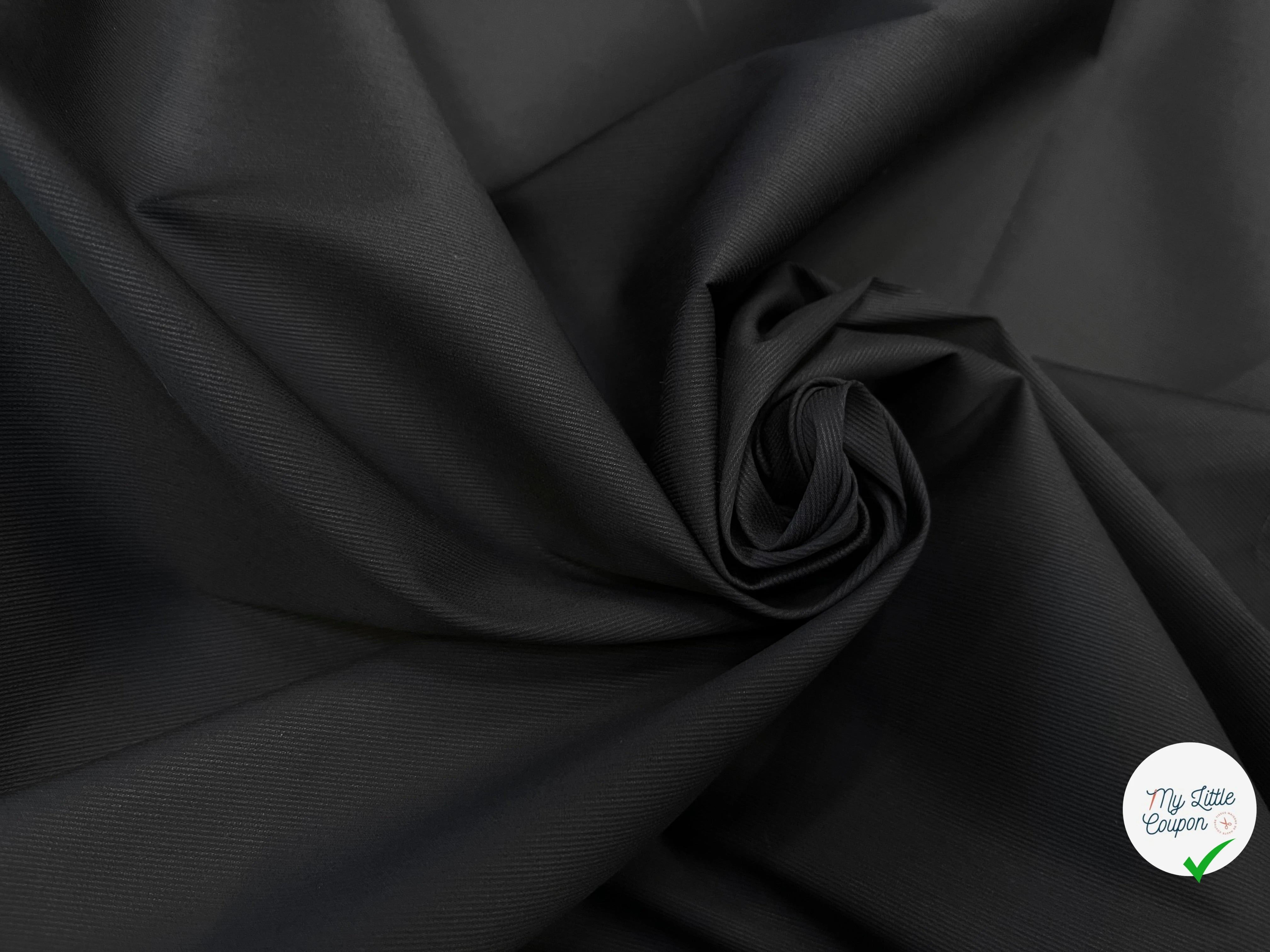 POPELINE DE COTON ALBINI NOIR FLUIDE FINE RAYURES - My Little Coupon