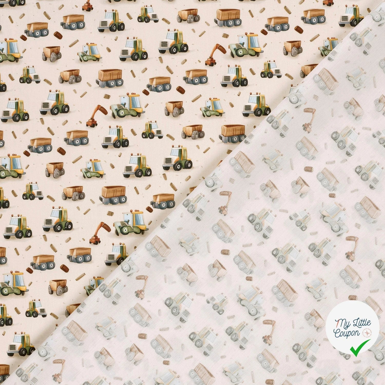 POPELINE DE COTON AUTOS FOND BLANC CASSÉ - My Little Coupon