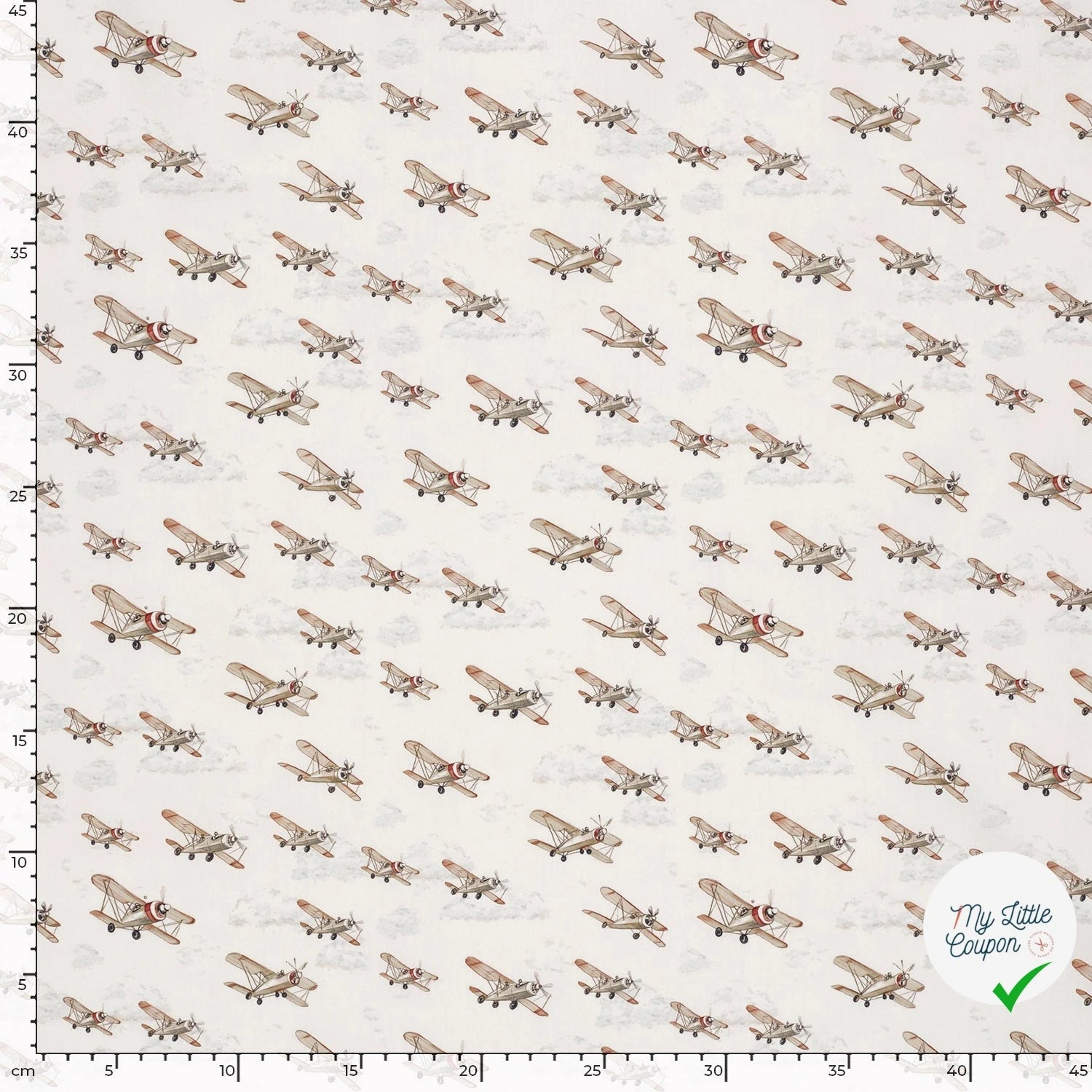 POPELINE DE COTON AVIONS DE CHASSE FOND BLANC CASSÉ - My Little Coupon