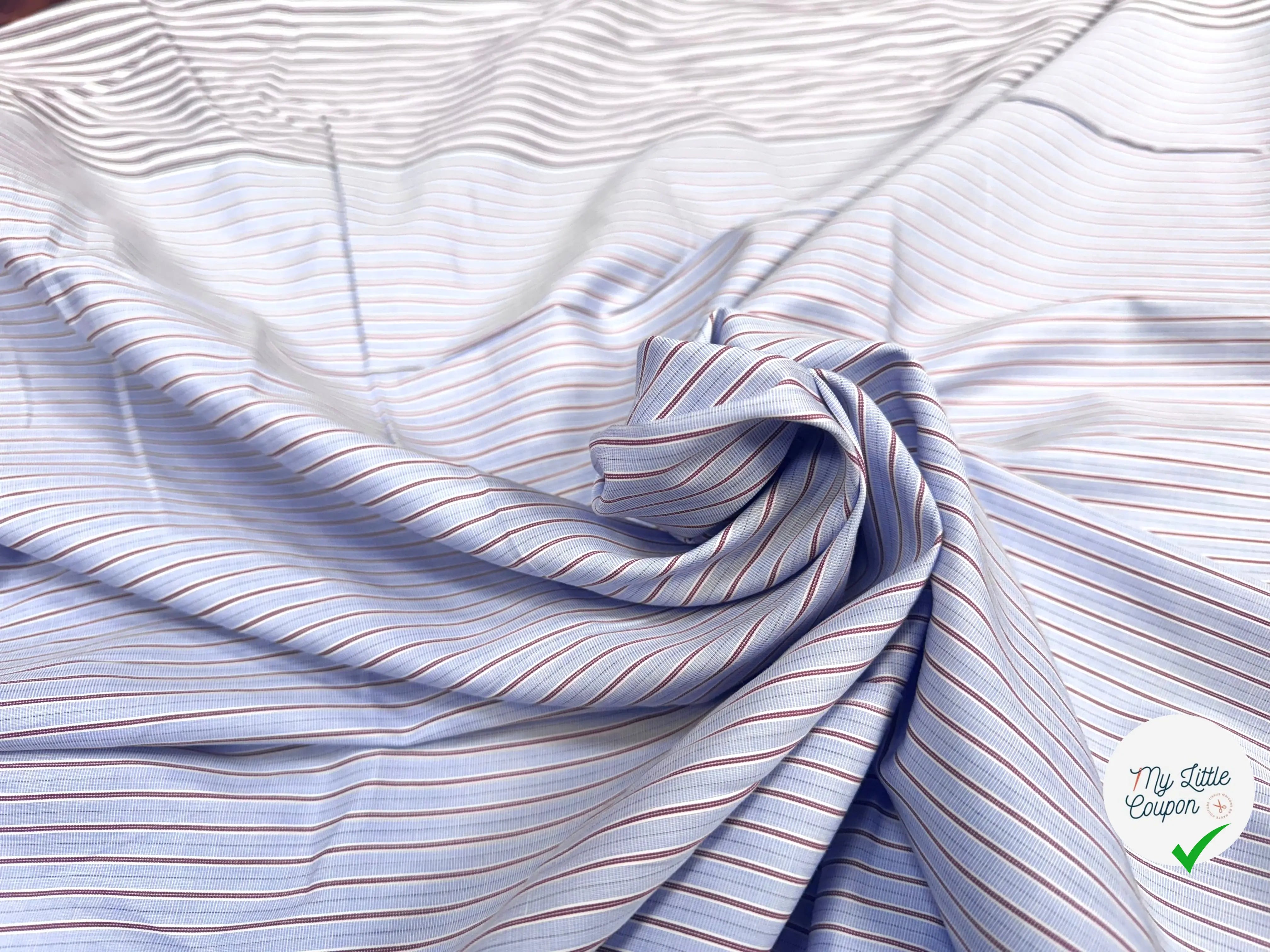 POPELINE DE COTON BI LAIZE RAYURES FOND BLEU ET MULTICOLOR - My Little Coupon