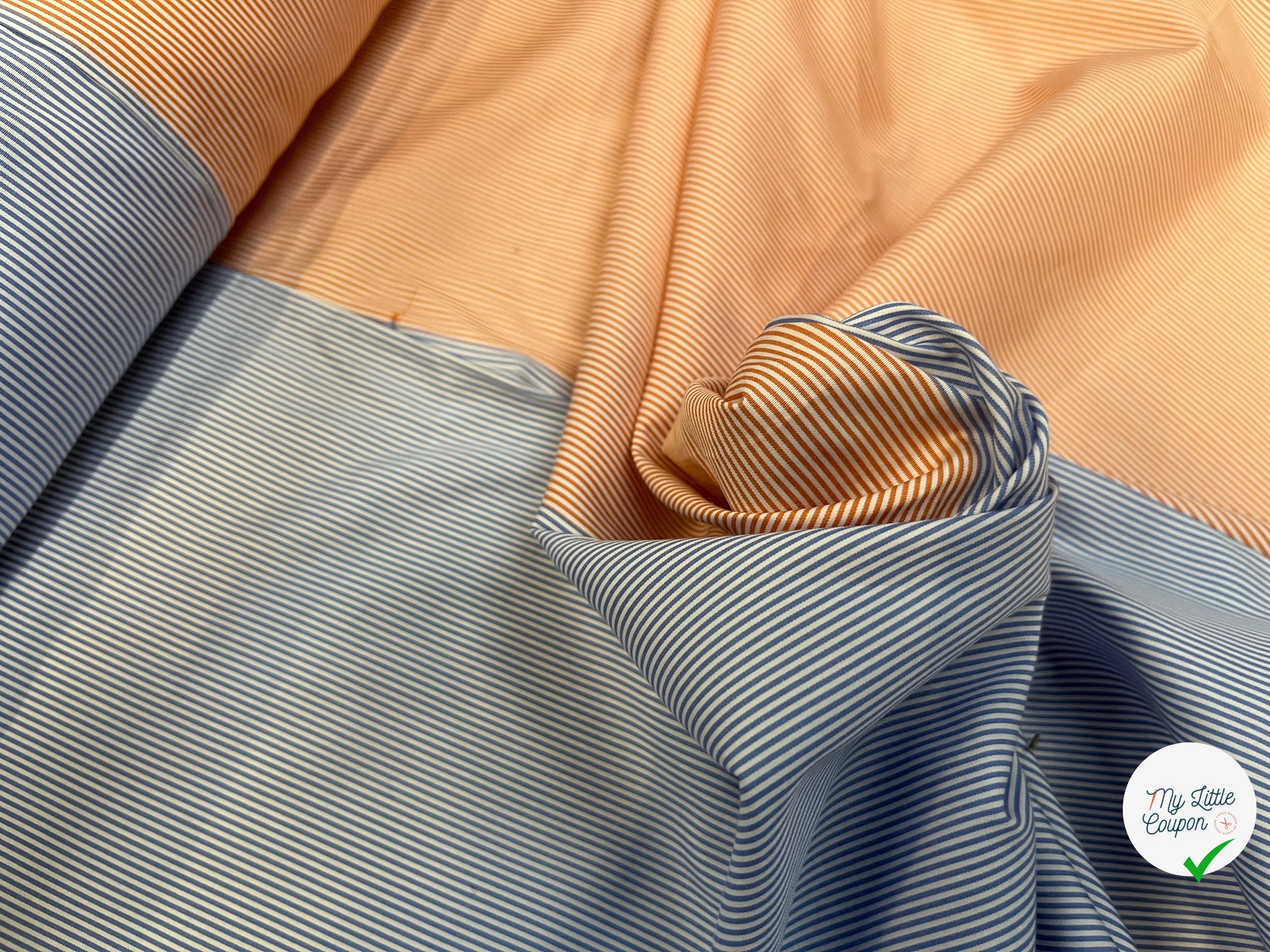 POPELINE DE COTON BICOLORE BLEU ET ORANGE BY RAYMOND - My Little Coupon