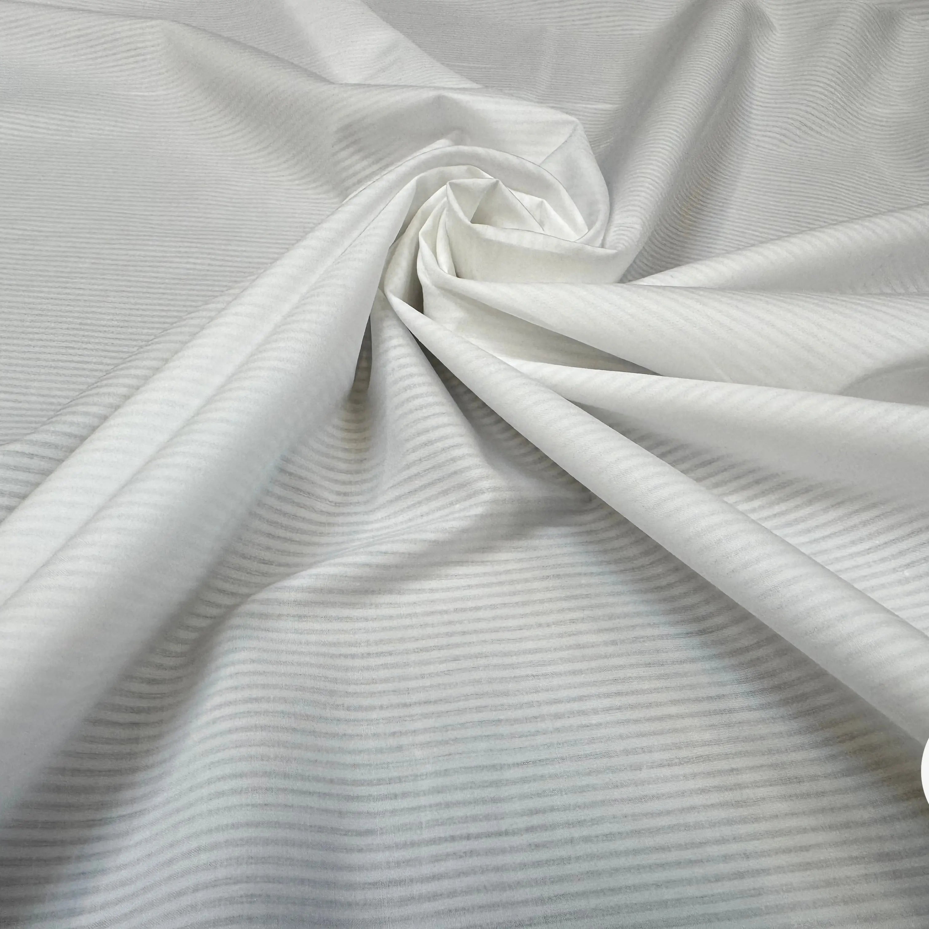 POPELINE DE COTON BLANCHE A RAYURES RÉGULIÈRES EFFET SATINÉ - My Little Coupon