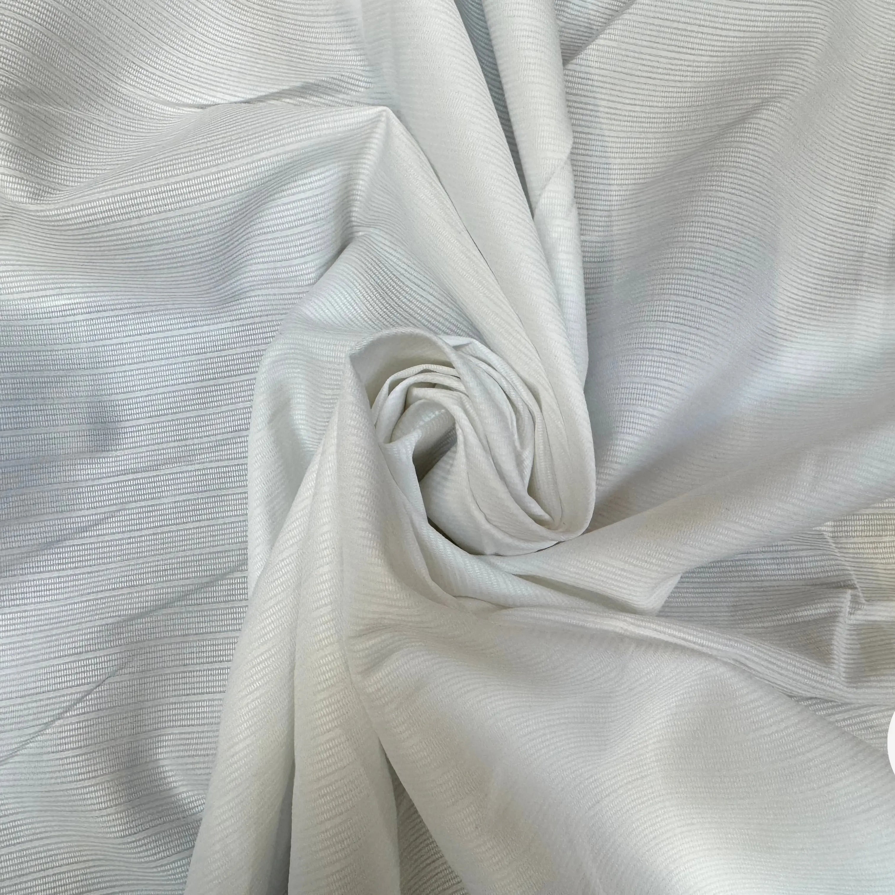 POPELINE DE COTON BLANCHES RAYURES IRRÉGULIÈRES EFFET SATINÉ - My Little Coupon
