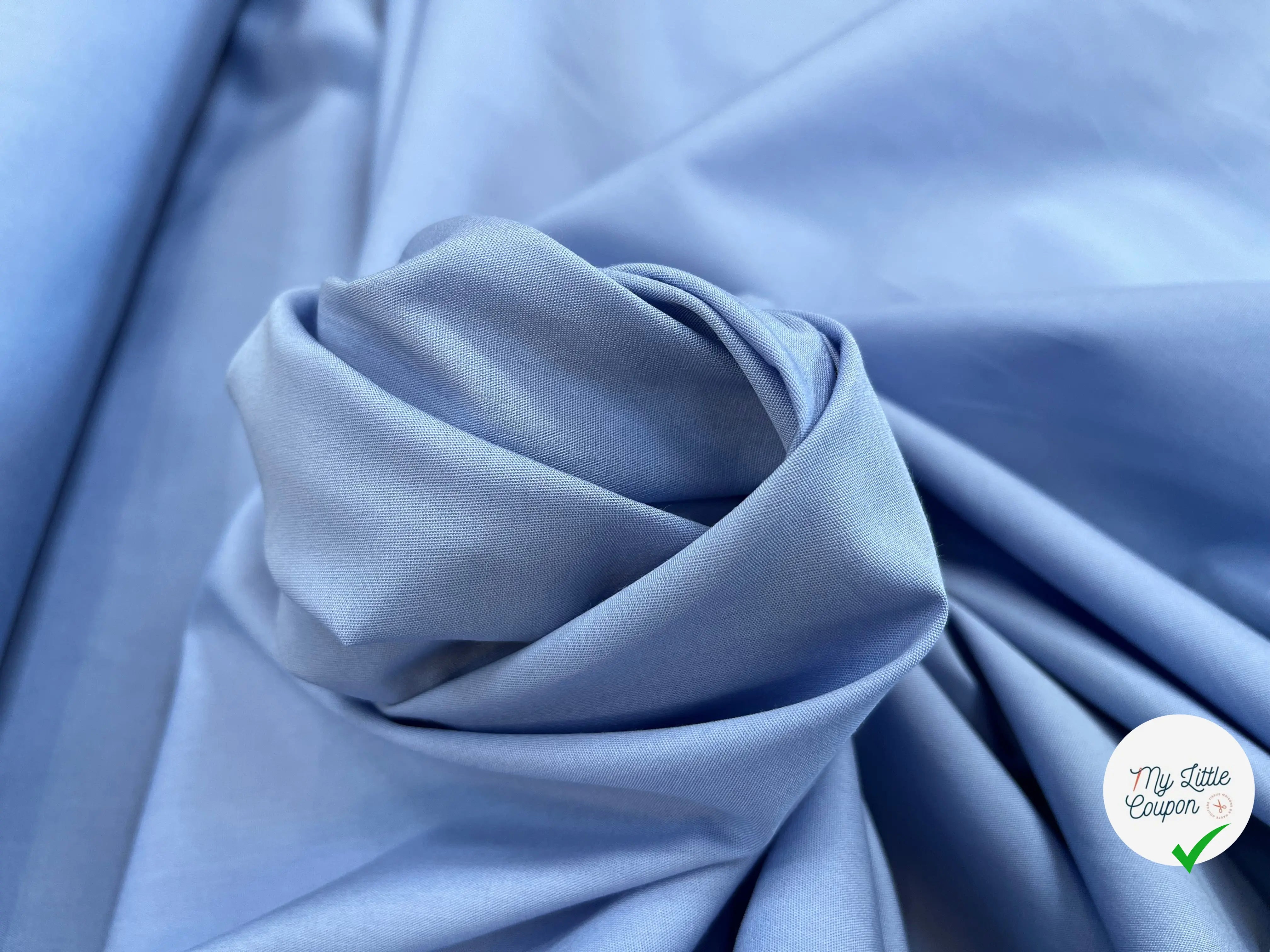 POPELINE DE COTON BLEU GRISÉ UNI - My Little Coupon