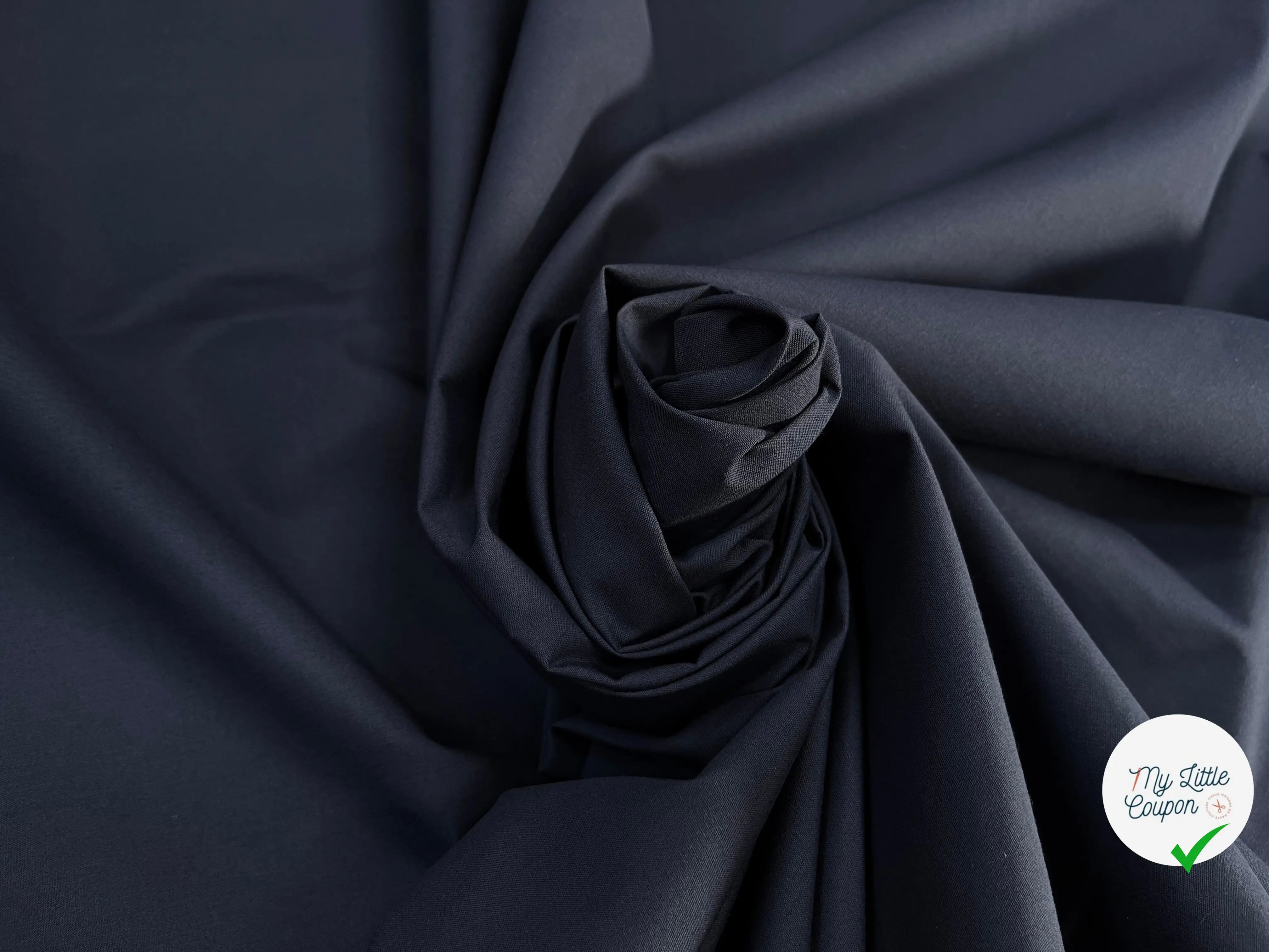 POPELINE DE COTON BLEU MARINE - My Little Coupon