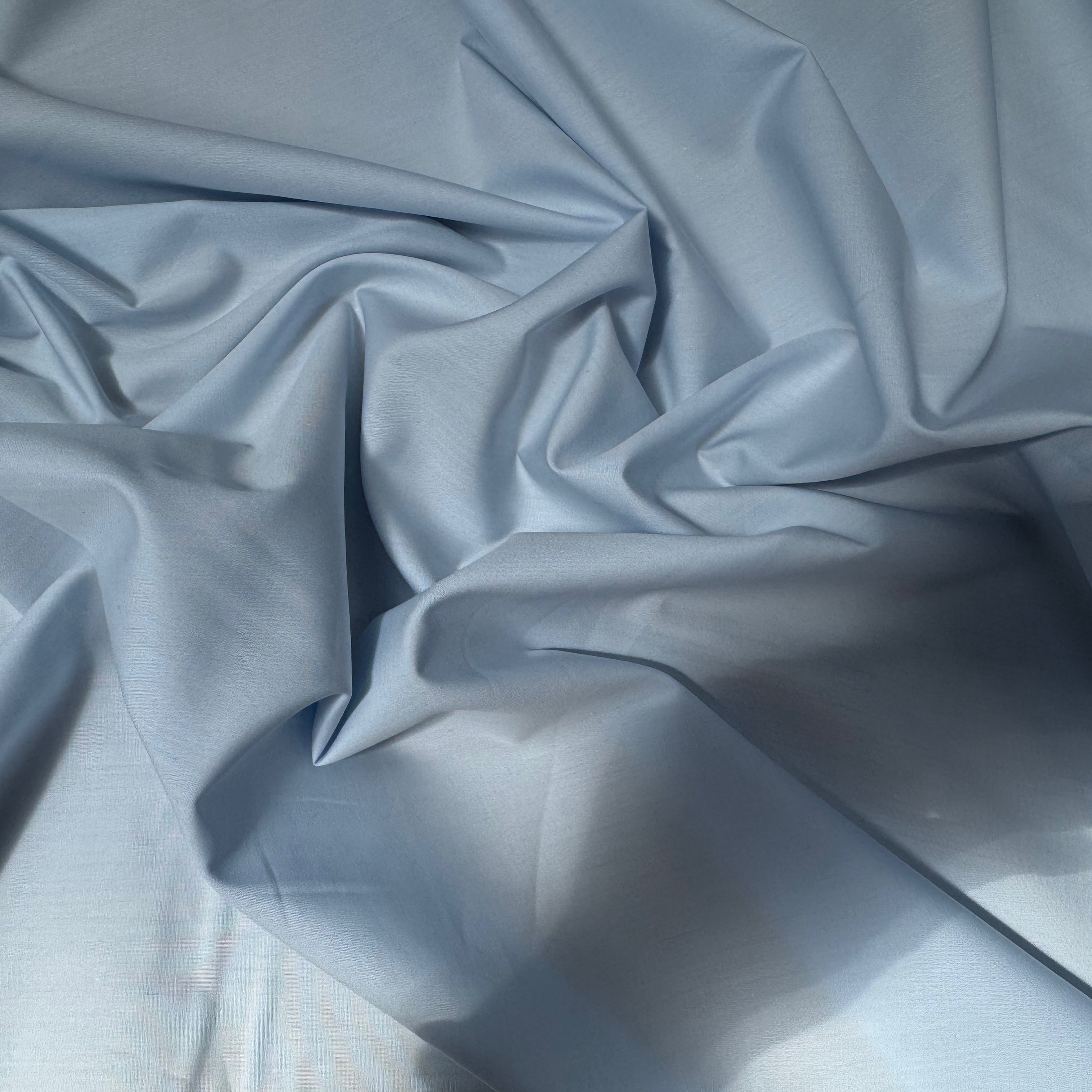 POPELINE DE COTON BLEU PASTEL UNI - My Little Coupon