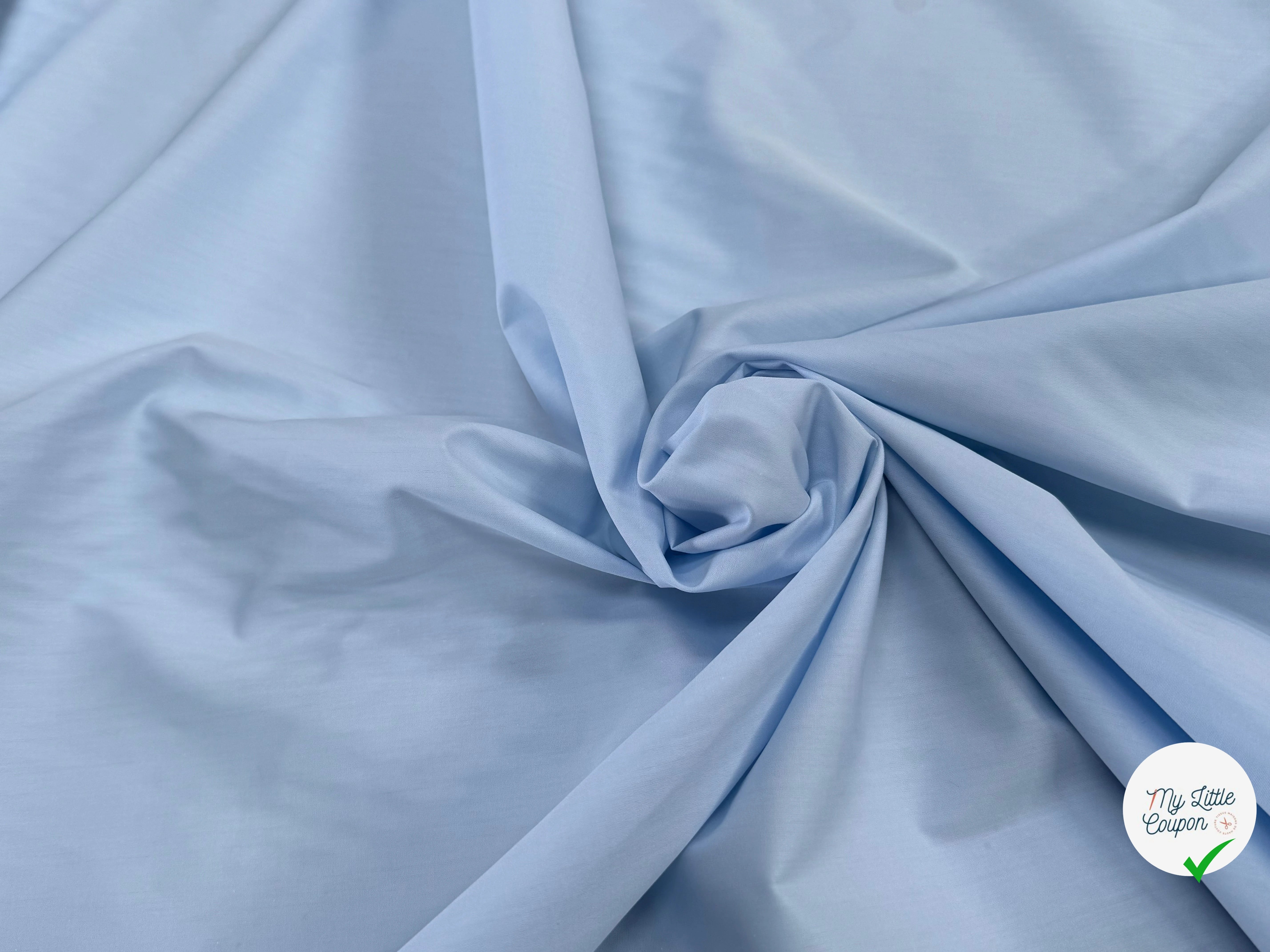 POPELINE DE COTON BLEU PASTEL UNI - My Little Coupon