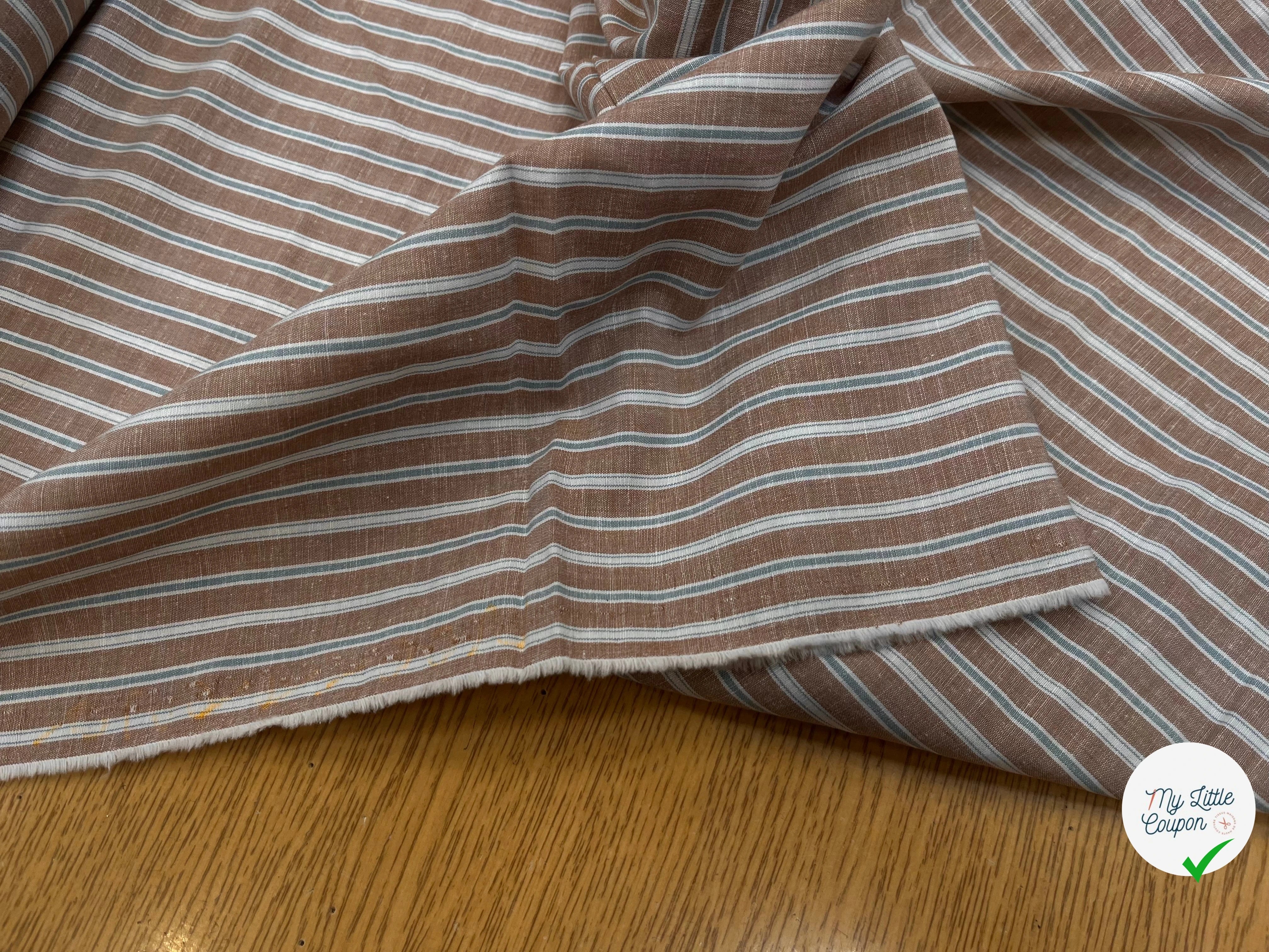 POPELINE DE COTON CANELLE À RAYURES BLEUES ET BLANCHES - My Little Coupon