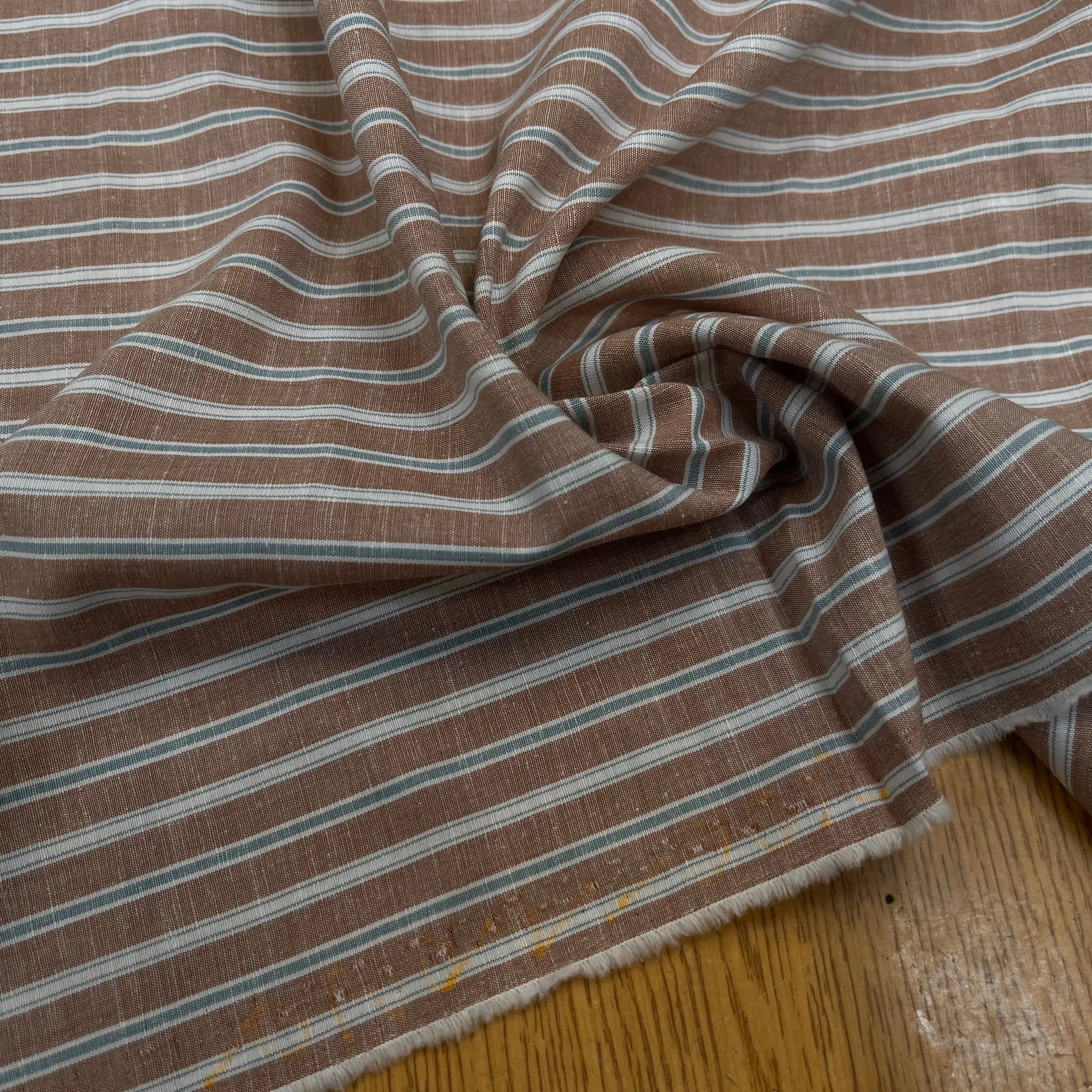 POPELINE DE COTON CANELLE À RAYURES BLEUES ET BLANCHES - My Little Coupon