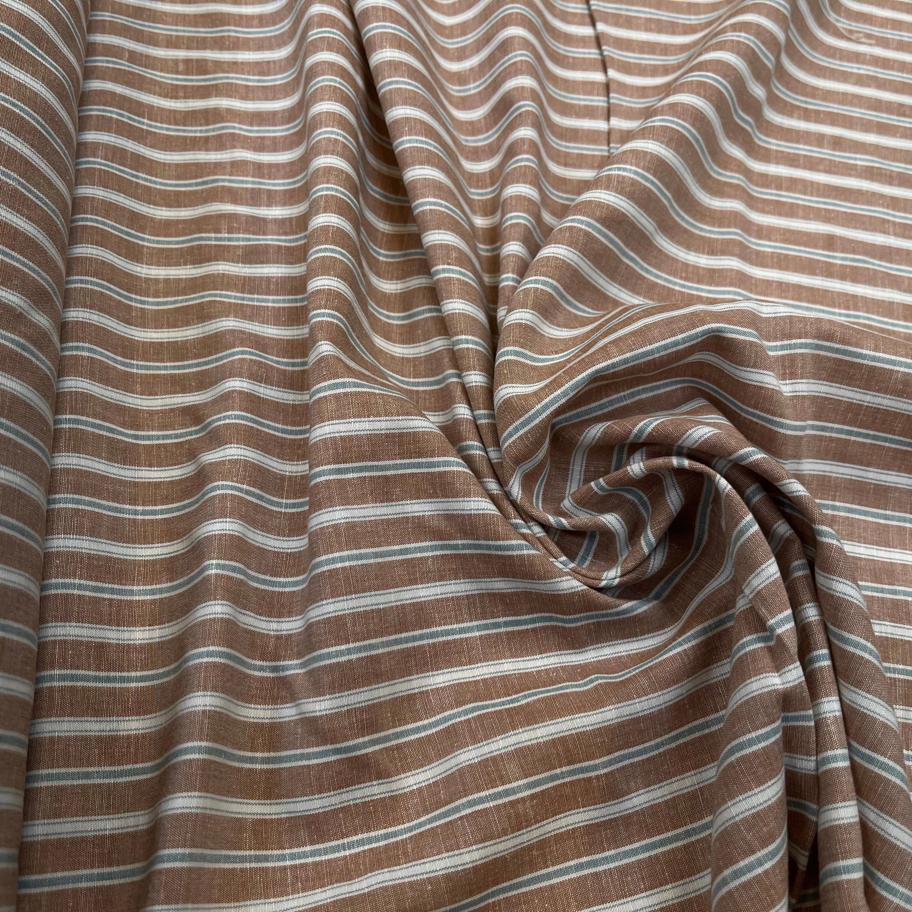 POPELINE DE COTON CANELLE À RAYURES BLEUES ET BLANCHES - My Little Coupon