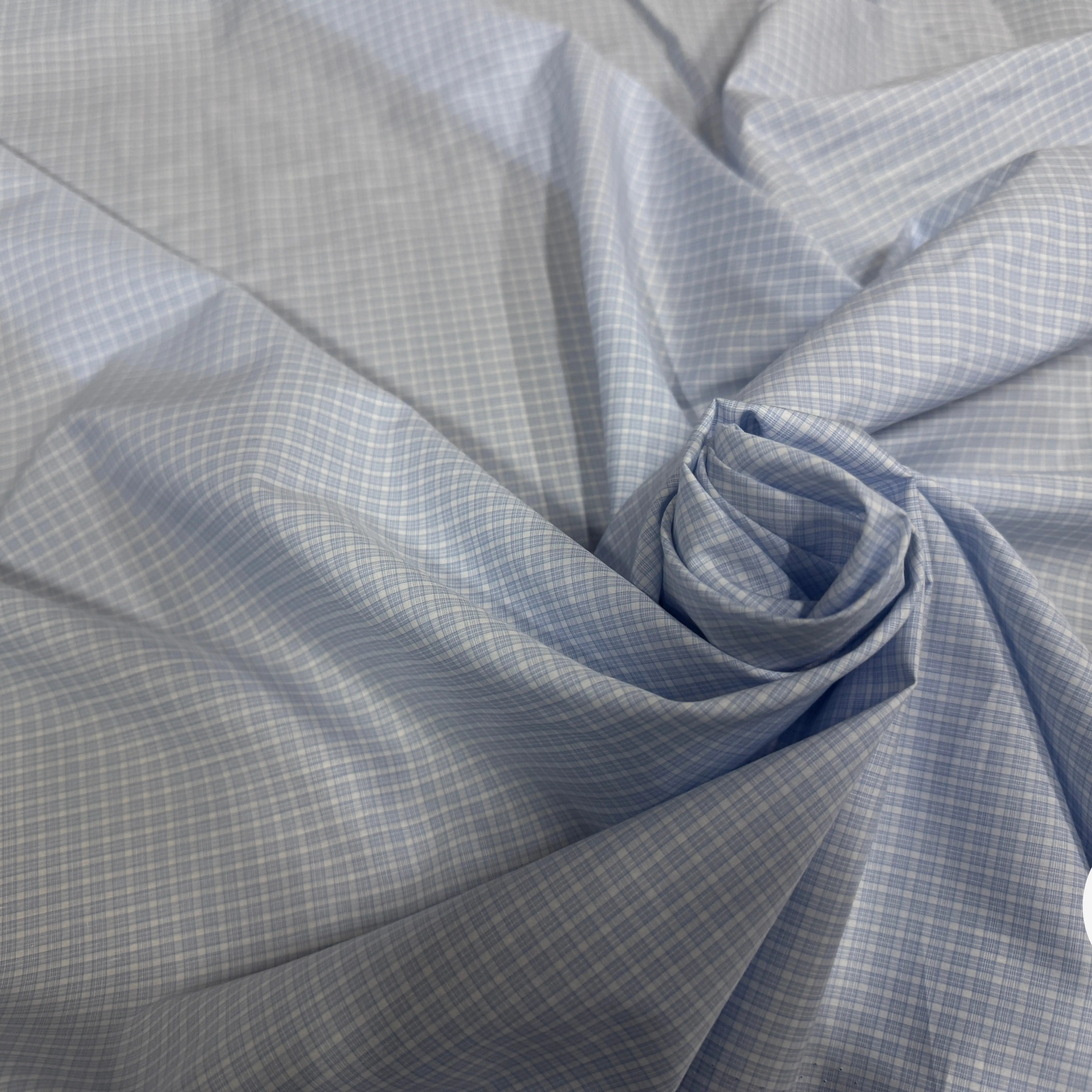 POPELINE DE COTON CARREAUX DE BLEU CLAIR - My Little Coupon