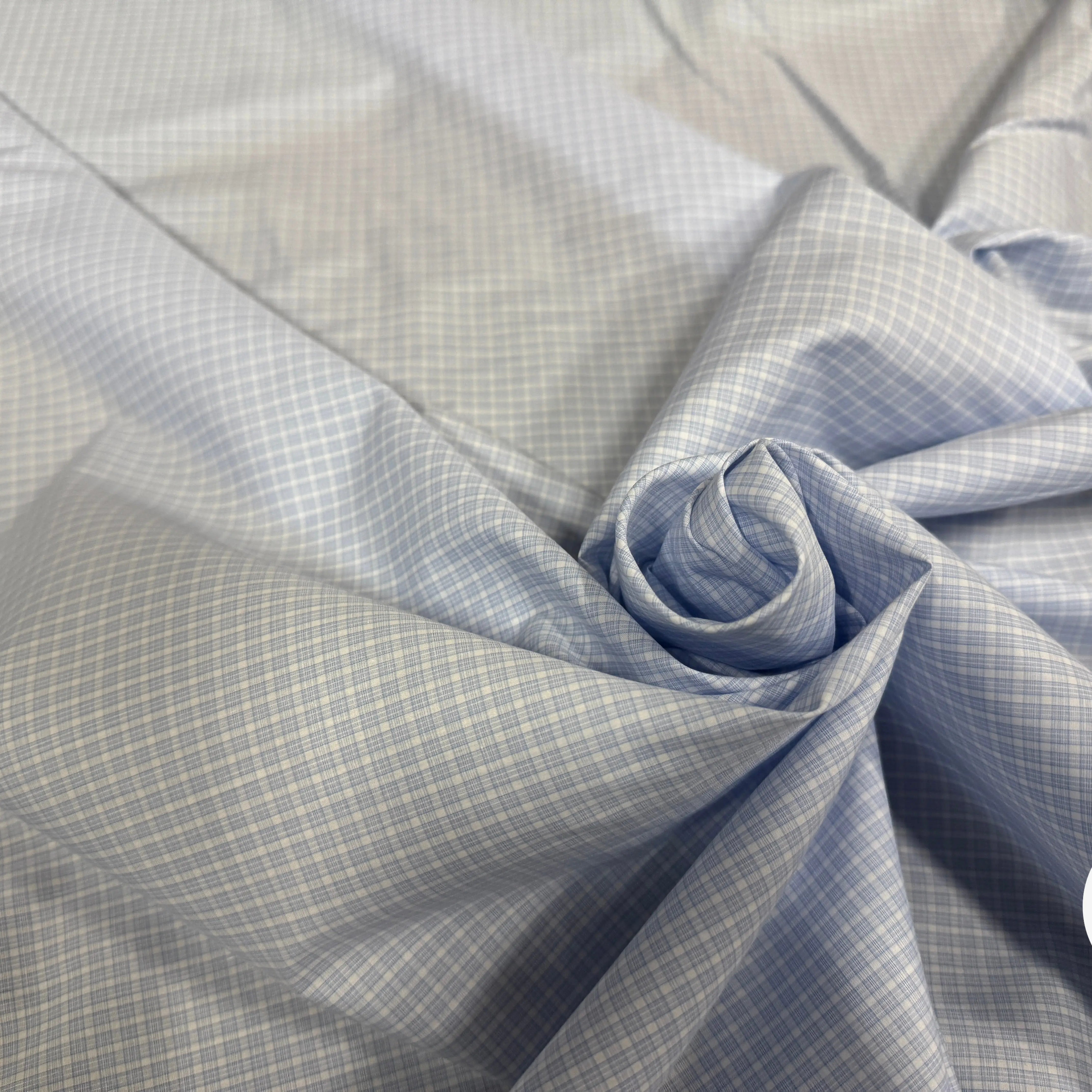 POPELINE DE COTON CARREAUX DE BLEU CLAIR - My Little Coupon